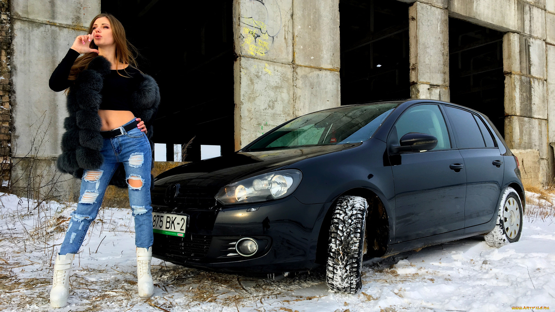 автомобили, -авто, с, девушками, volkswagen, golf