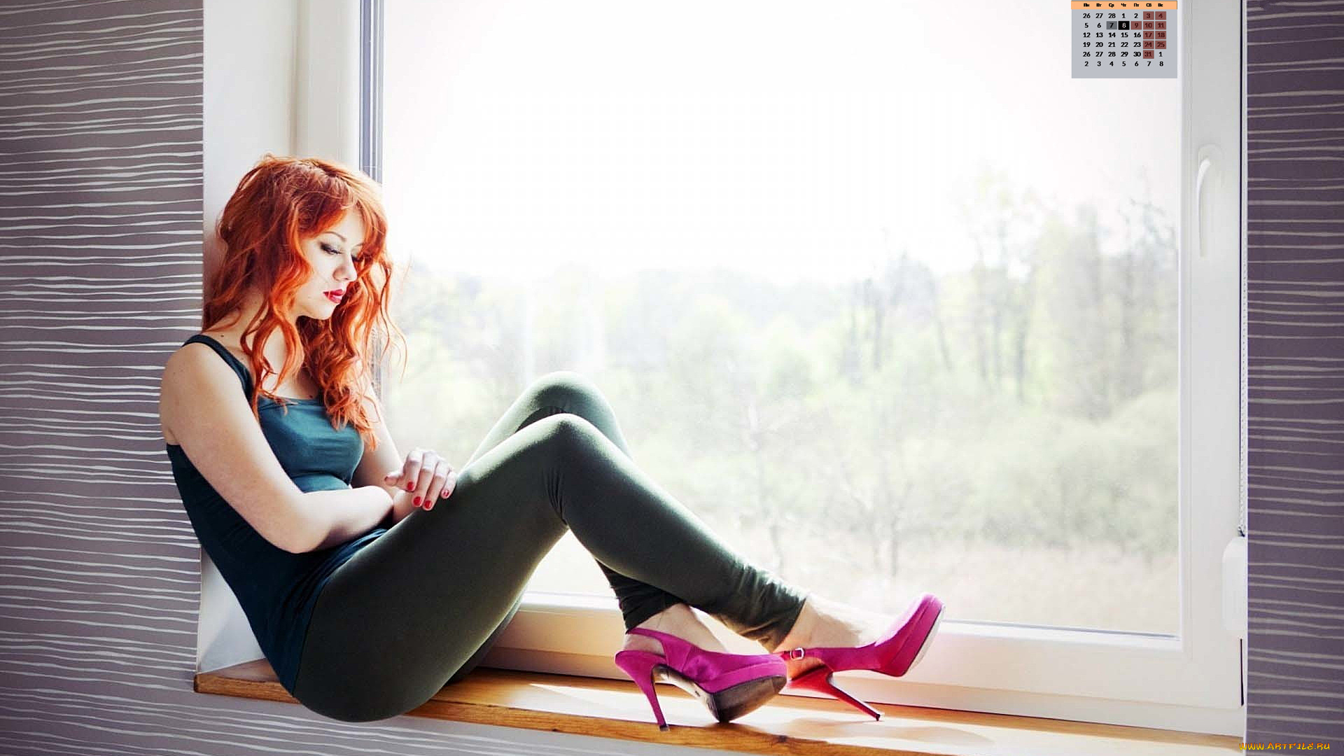 календари, девушки, грусть, окно, 2018
