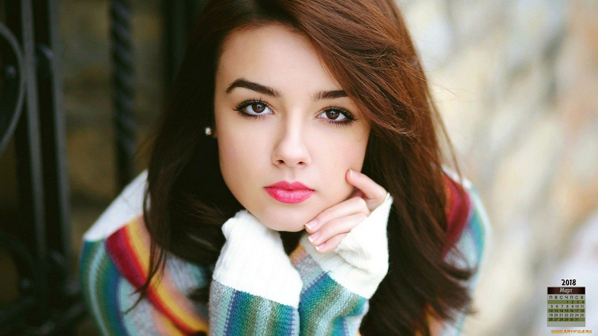календари, девушки, взгляд, 2018
