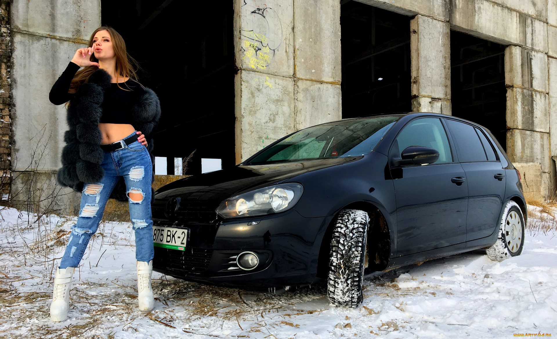 автомобили, -авто, с, девушками, volkswagen, golf