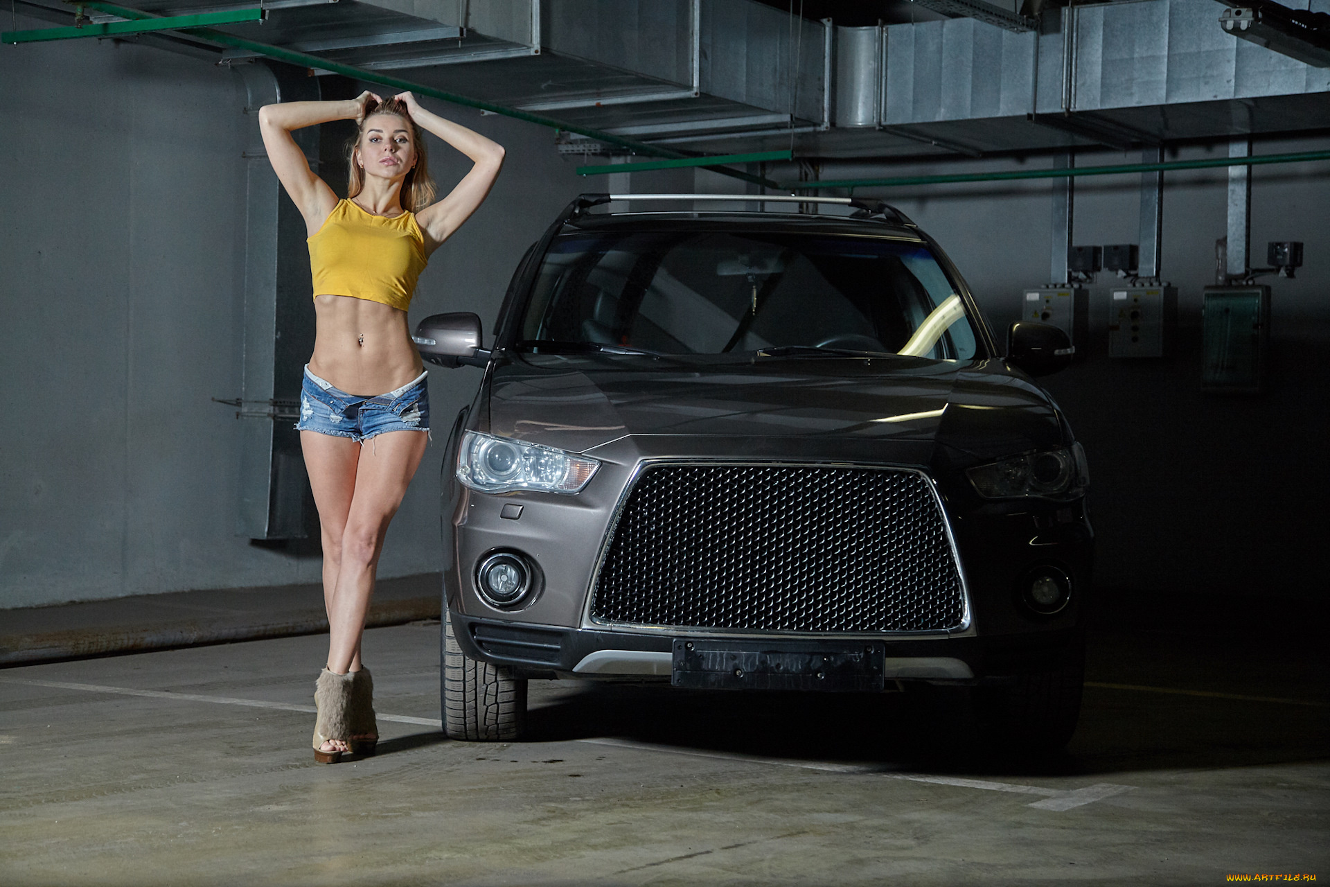 автомобили, -авто, с, девушками, mitsubishi, outlander