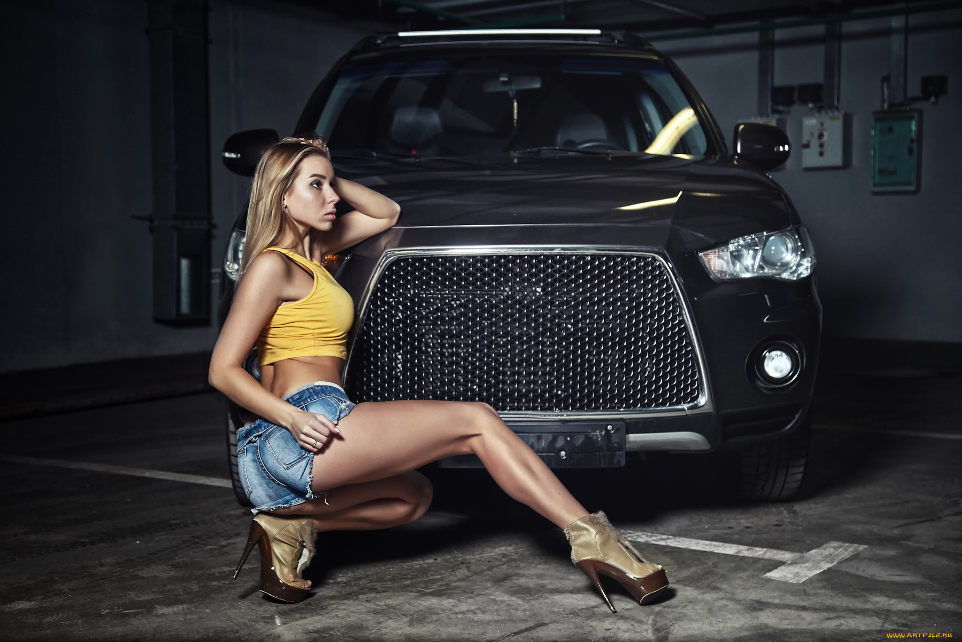 автомобили, -авто, с, девушками, mitsubishi, outlander