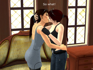 обоя 3д графика, люди , people, девушки, взгляд, фон