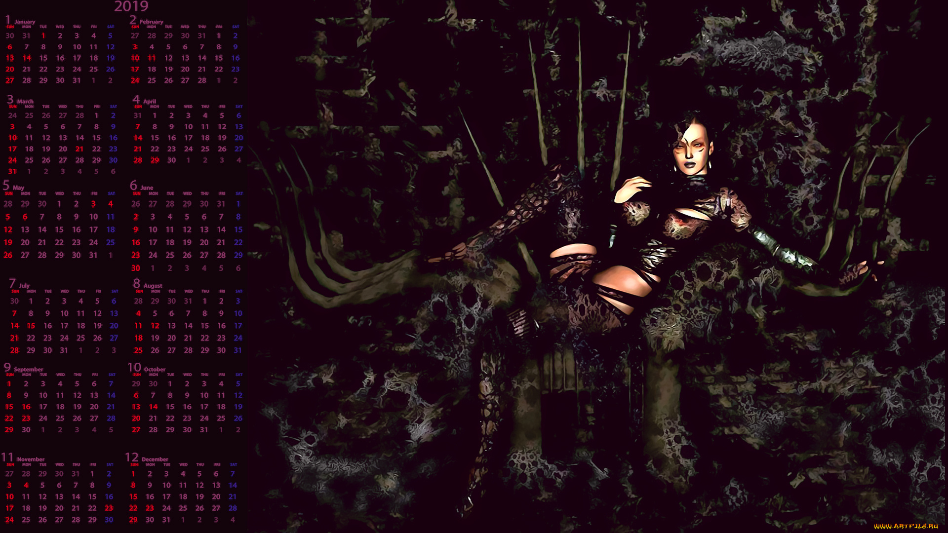 календари, фэнтези, девушка
