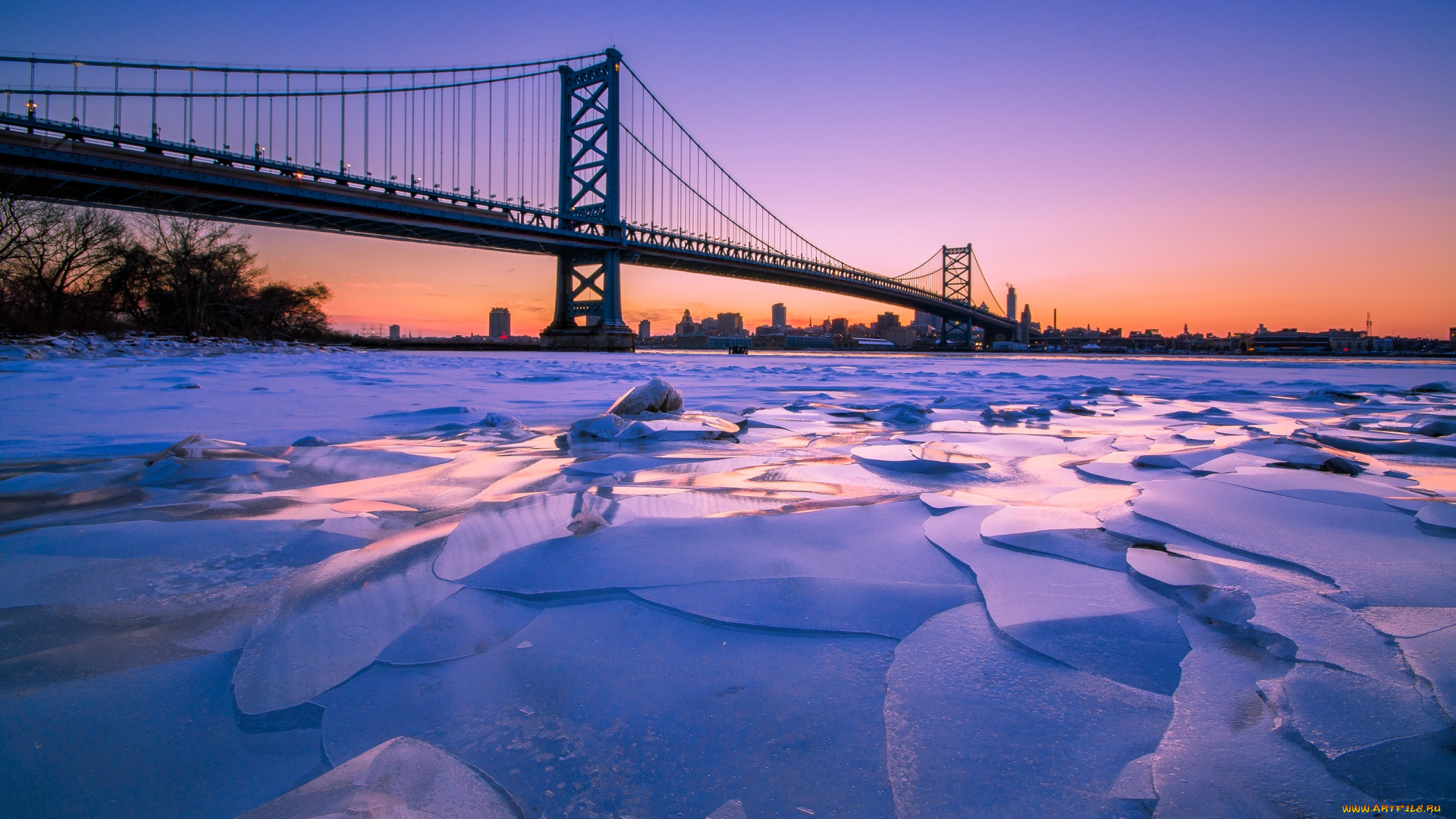 города, -, мосты, мост, бенджамина, франклина, филадельфия