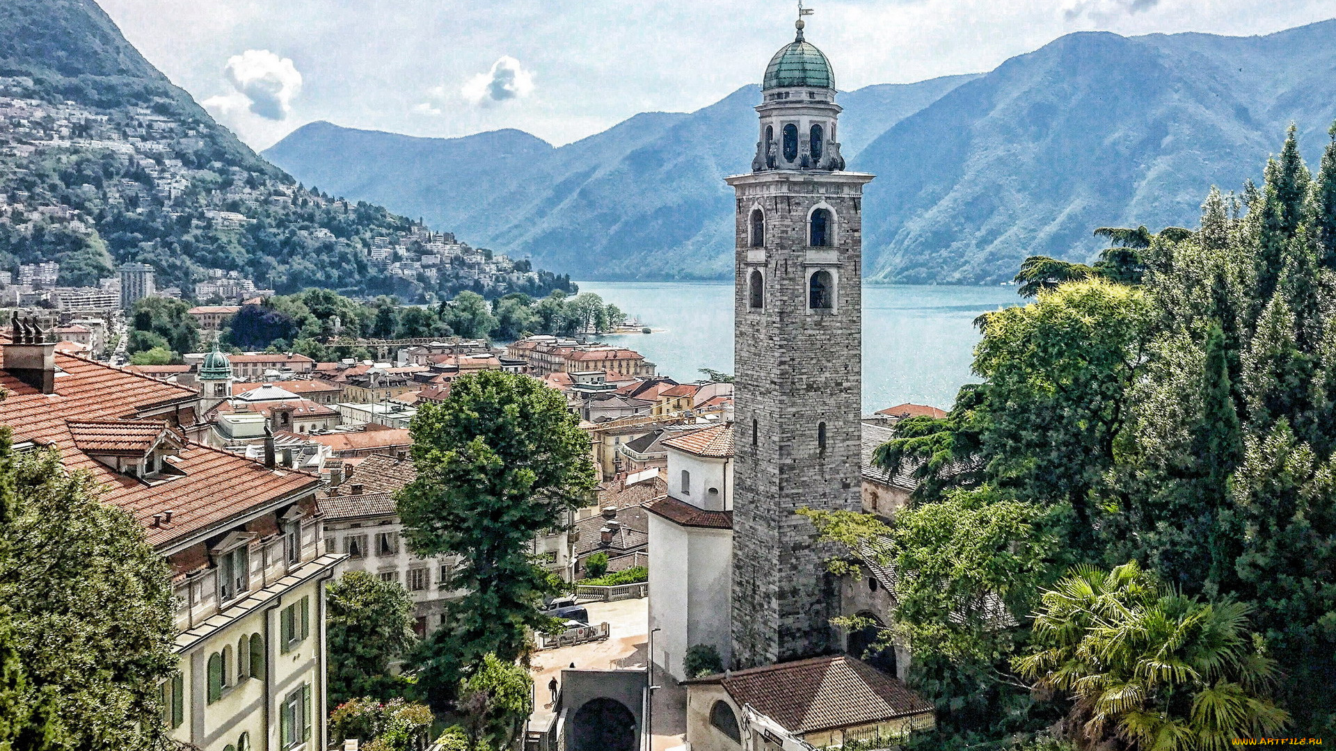 lugano, switzerland, города, -, панорамы