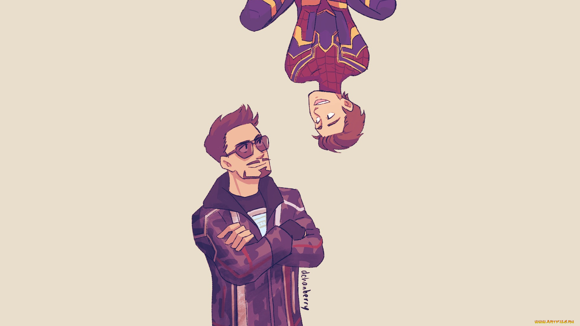 рисованное, кино, питер, паркер, роберт, дауни, мл, тони, старк, человек, паук, том, холланд, железный