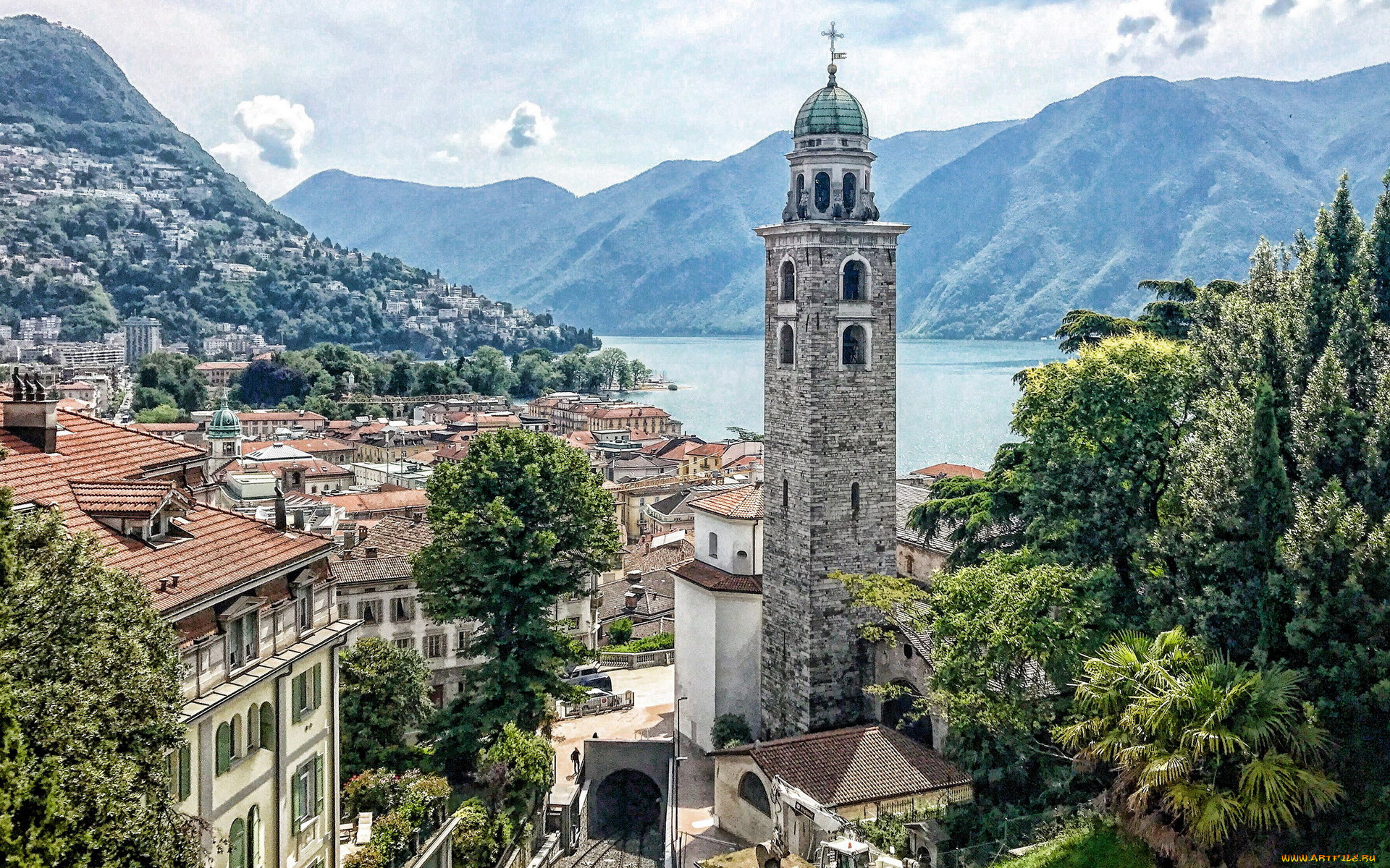lugano, switzerland, города, -, панорамы