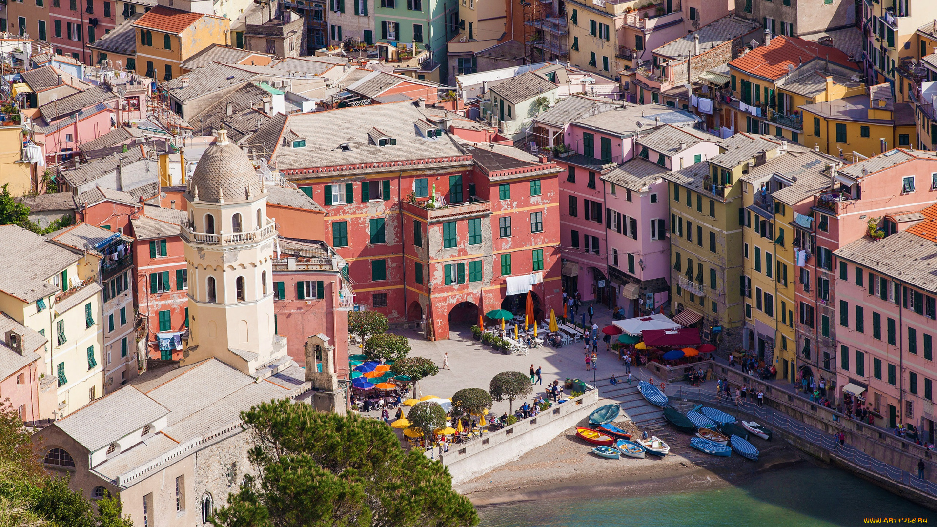 города, -, улицы, , площади, , набережные, вернацца, вечер, залив, вид, сверху, панорама, чинкве-терре, италия
