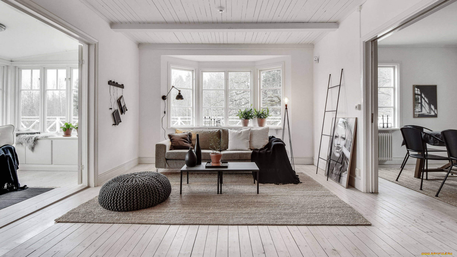 интерьер, гостиная, диван, подушки, картина