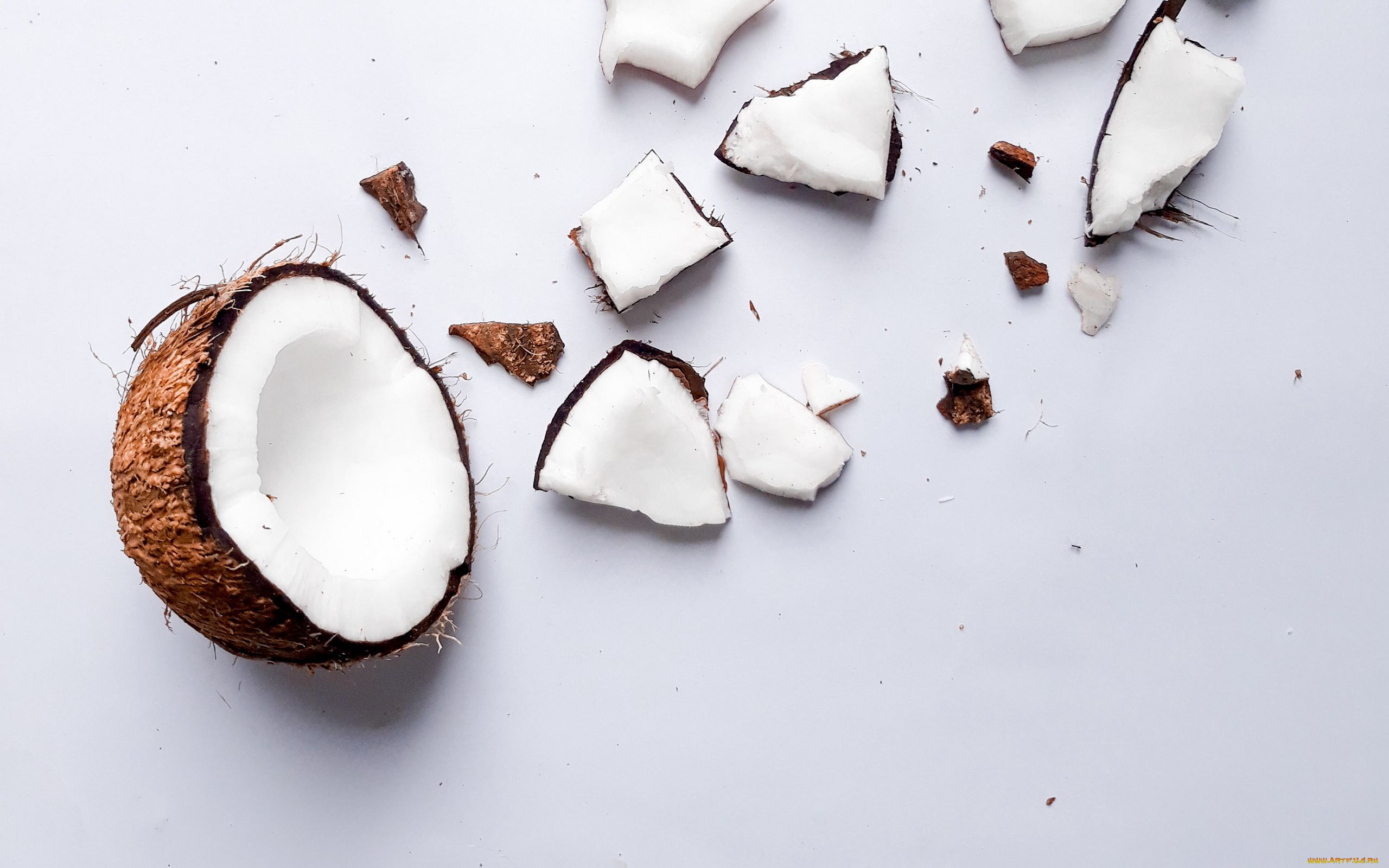 еда, кокос, расколотый