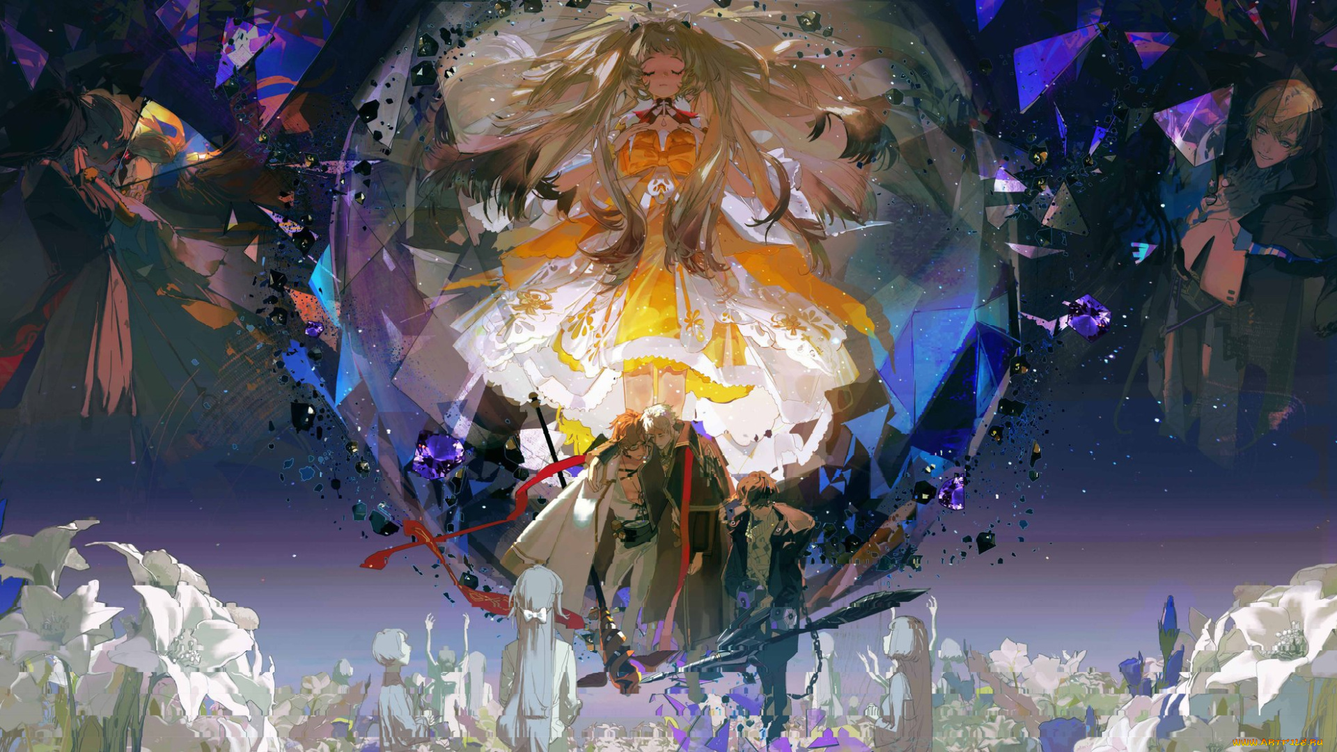 аниме, магия, , колдовство, , halloween, люди, цветы