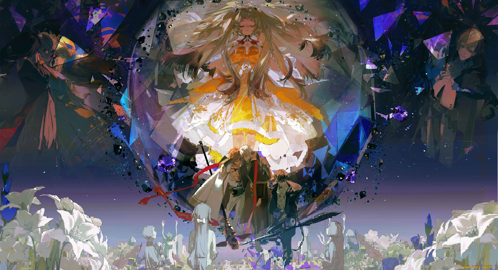 аниме, магия, , колдовство, , halloween, люди, цветы