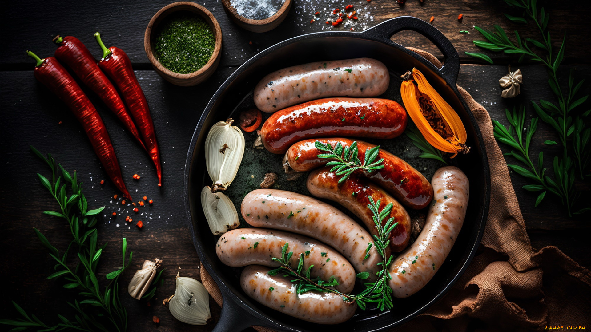 3д, графика, еда-, food, колбаски