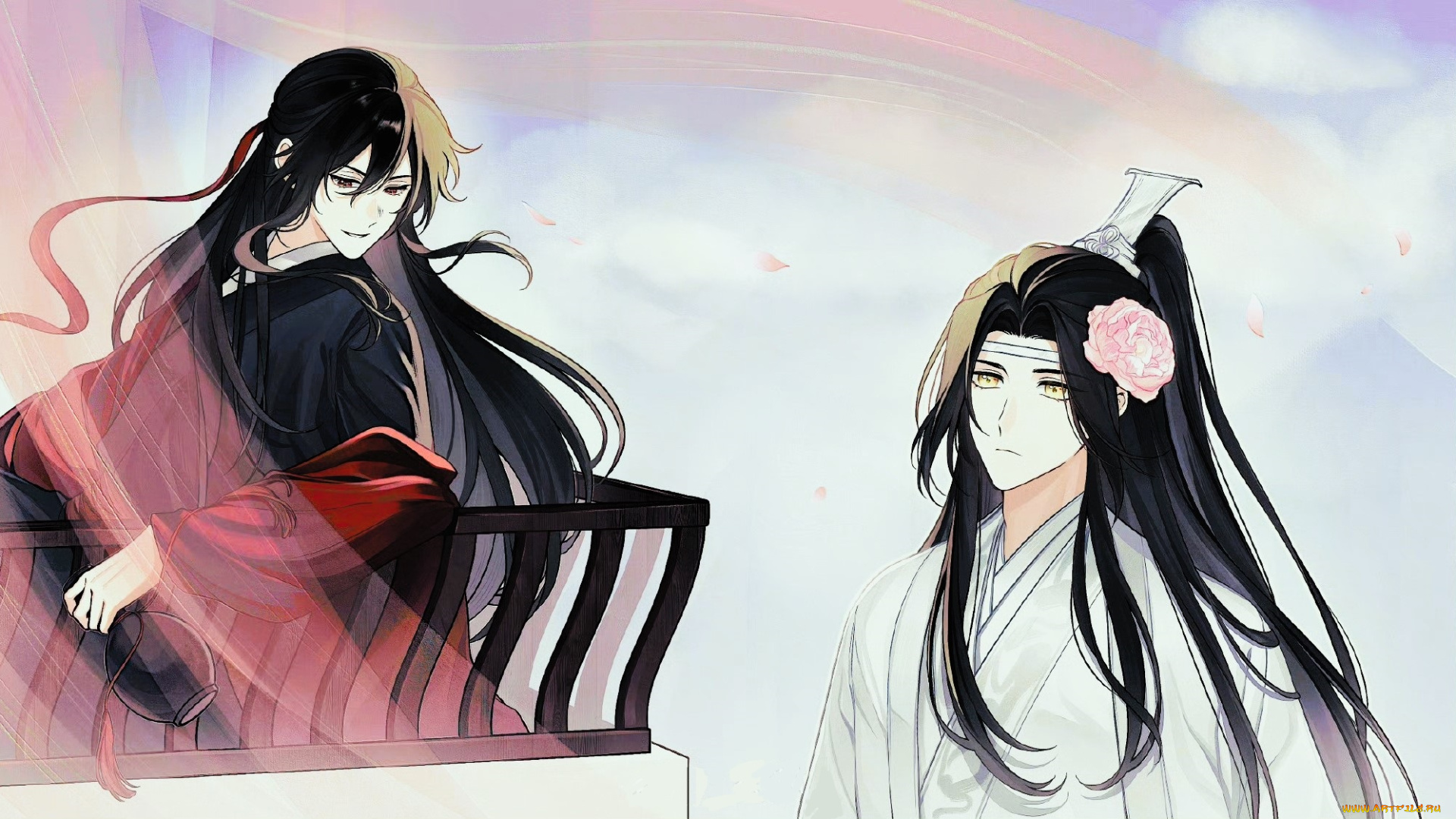 аниме, mo, dao, zu, shi, вэй, усянь, лань, ванцзи, балкон, кувшин