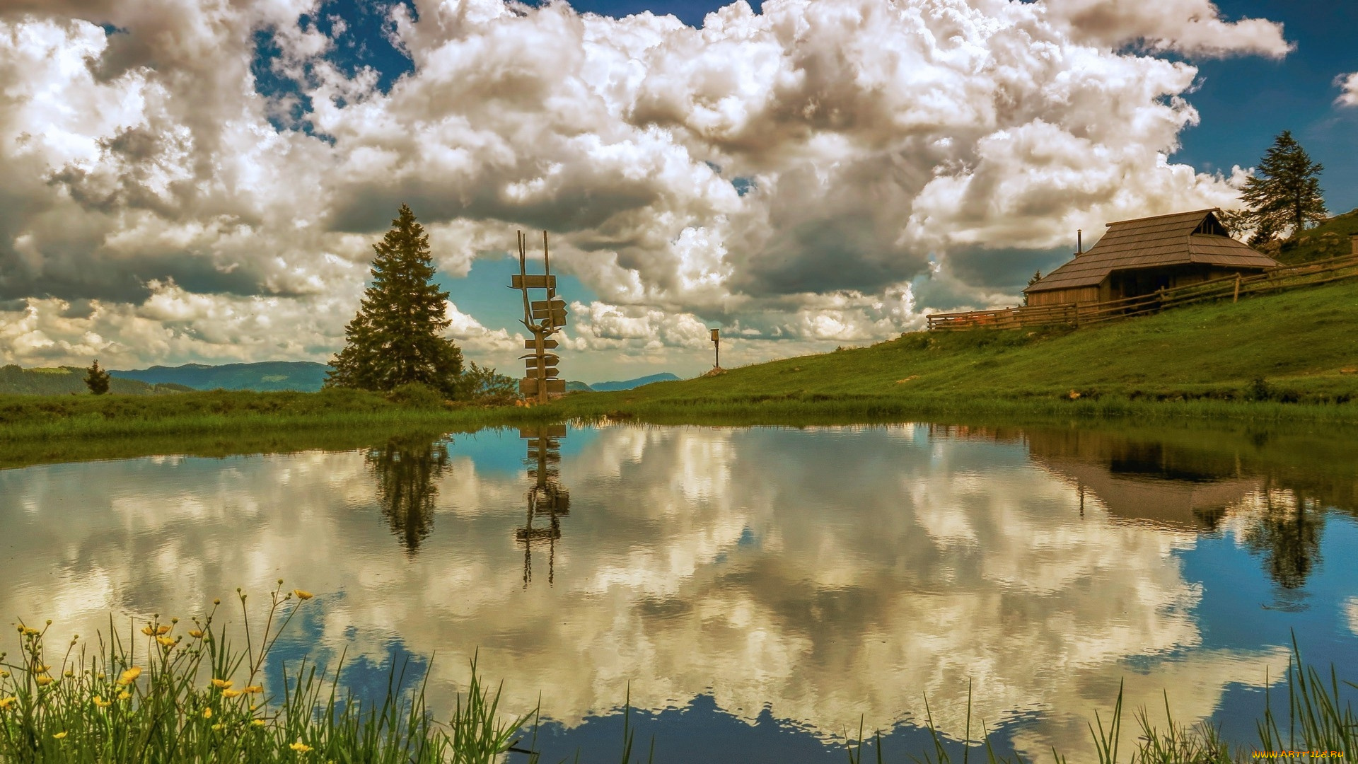 lake, at, velika, planina, slovenia, города, -, здания, , дома, lake, at, velika, planina