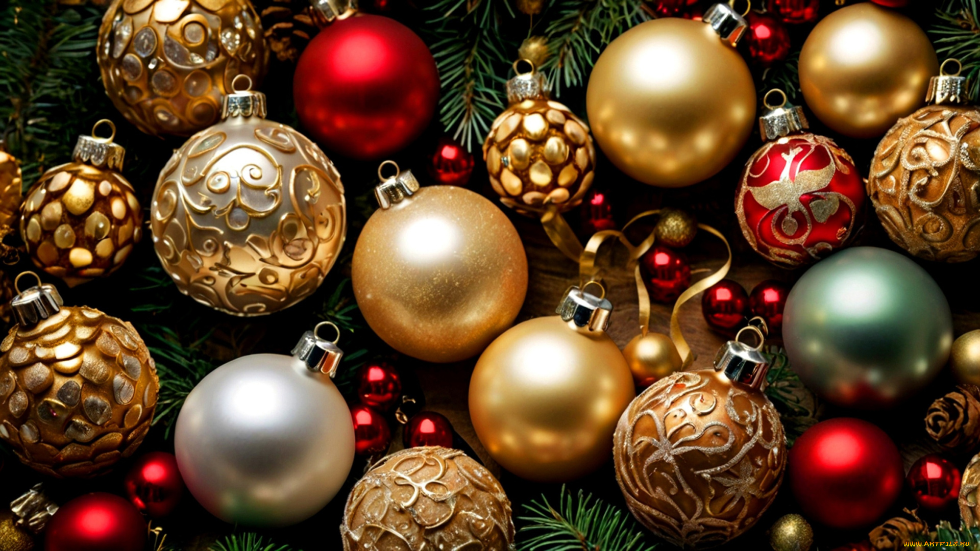 праздничные, шары, новогодняя