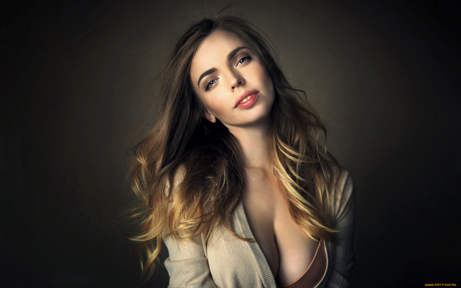 девушки, -, лица, , портреты, блондинка, лицо, кофта