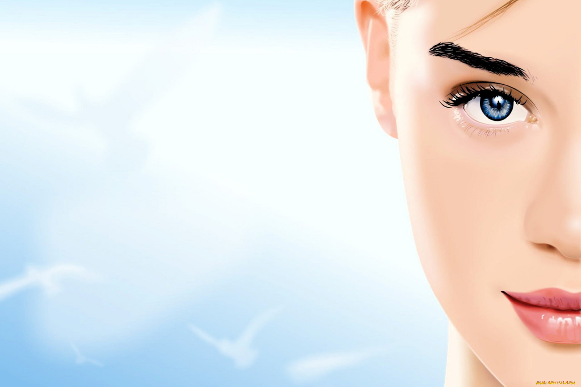 векторная, графика, девушки, , girls, девушка, лицо