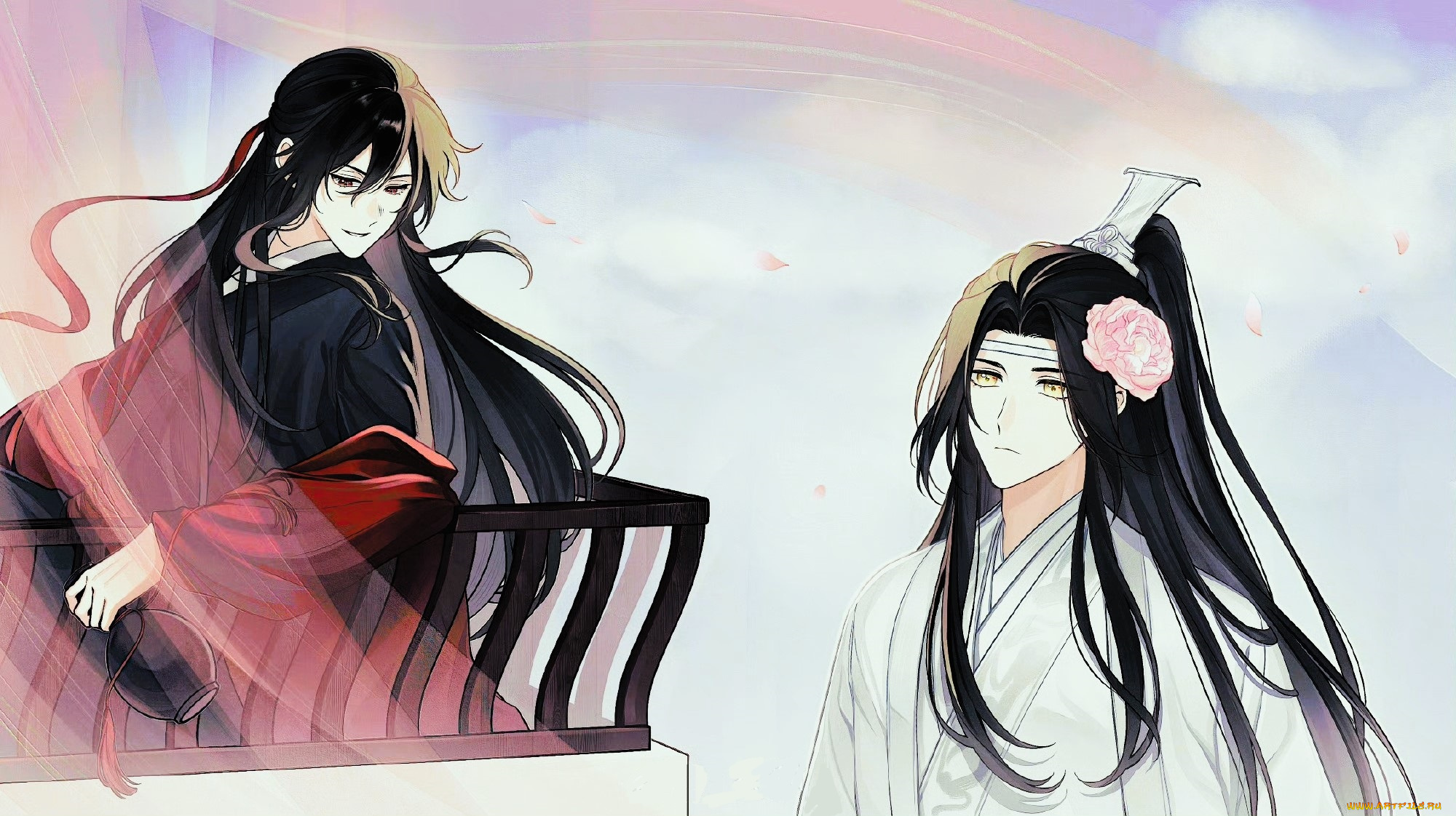 аниме, mo, dao, zu, shi, вэй, усянь, лань, ванцзи, балкон, кувшин