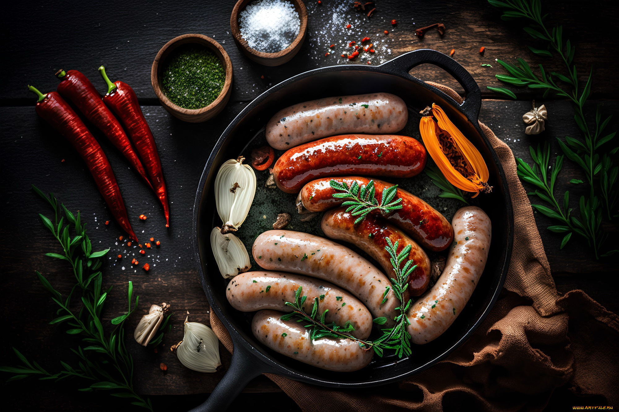 3д, графика, еда-, food, колбаски