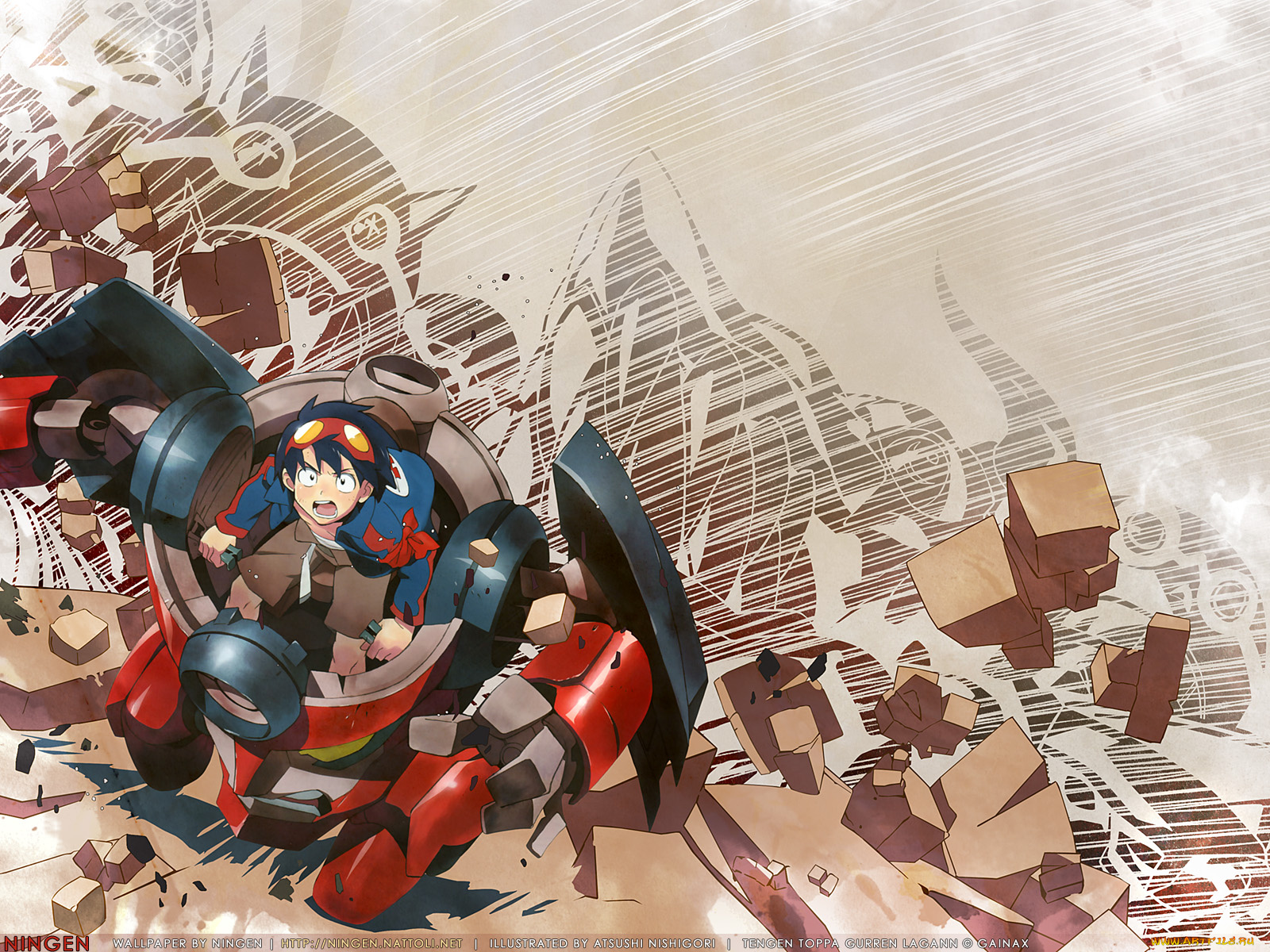 аниме, tengen, toppa, gurren, lagann, simon