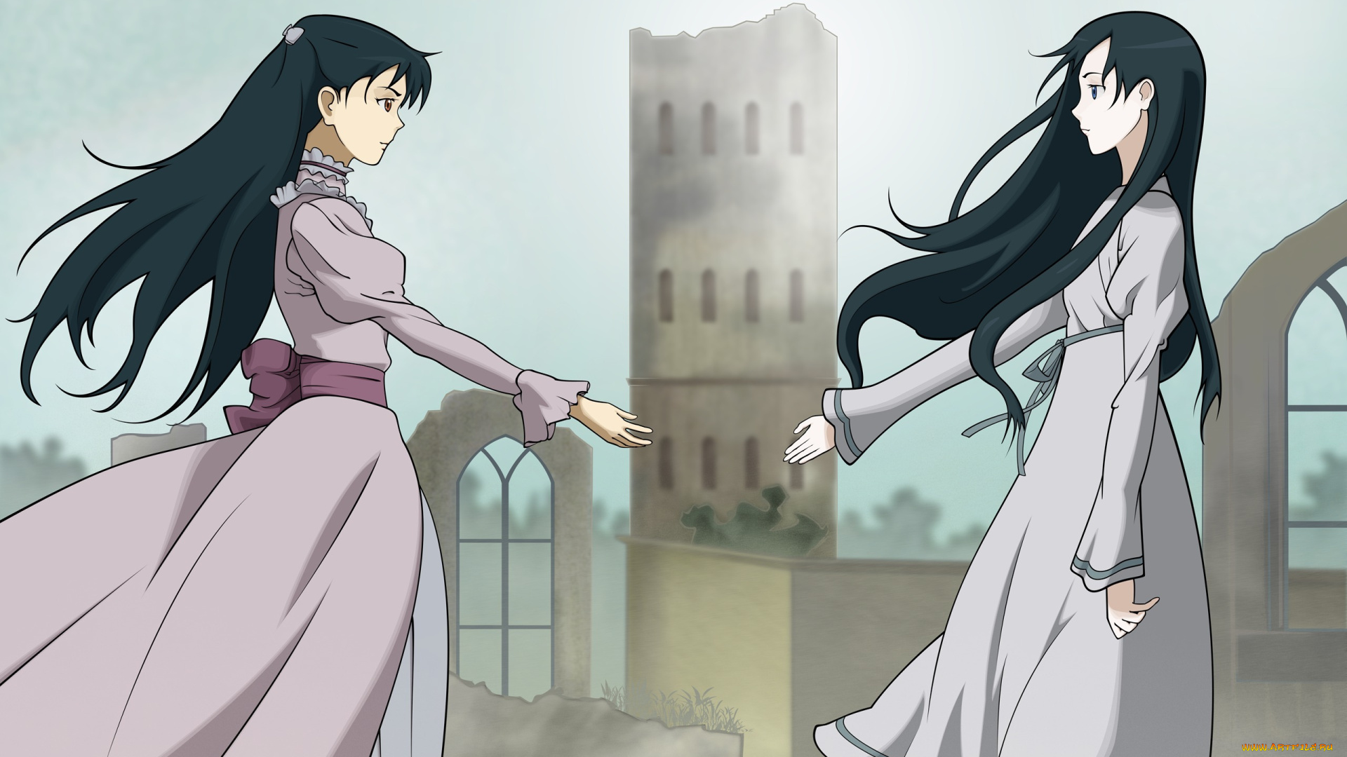 аниме, blood, , сестры, девушки, diva, otonashi, saya, blood