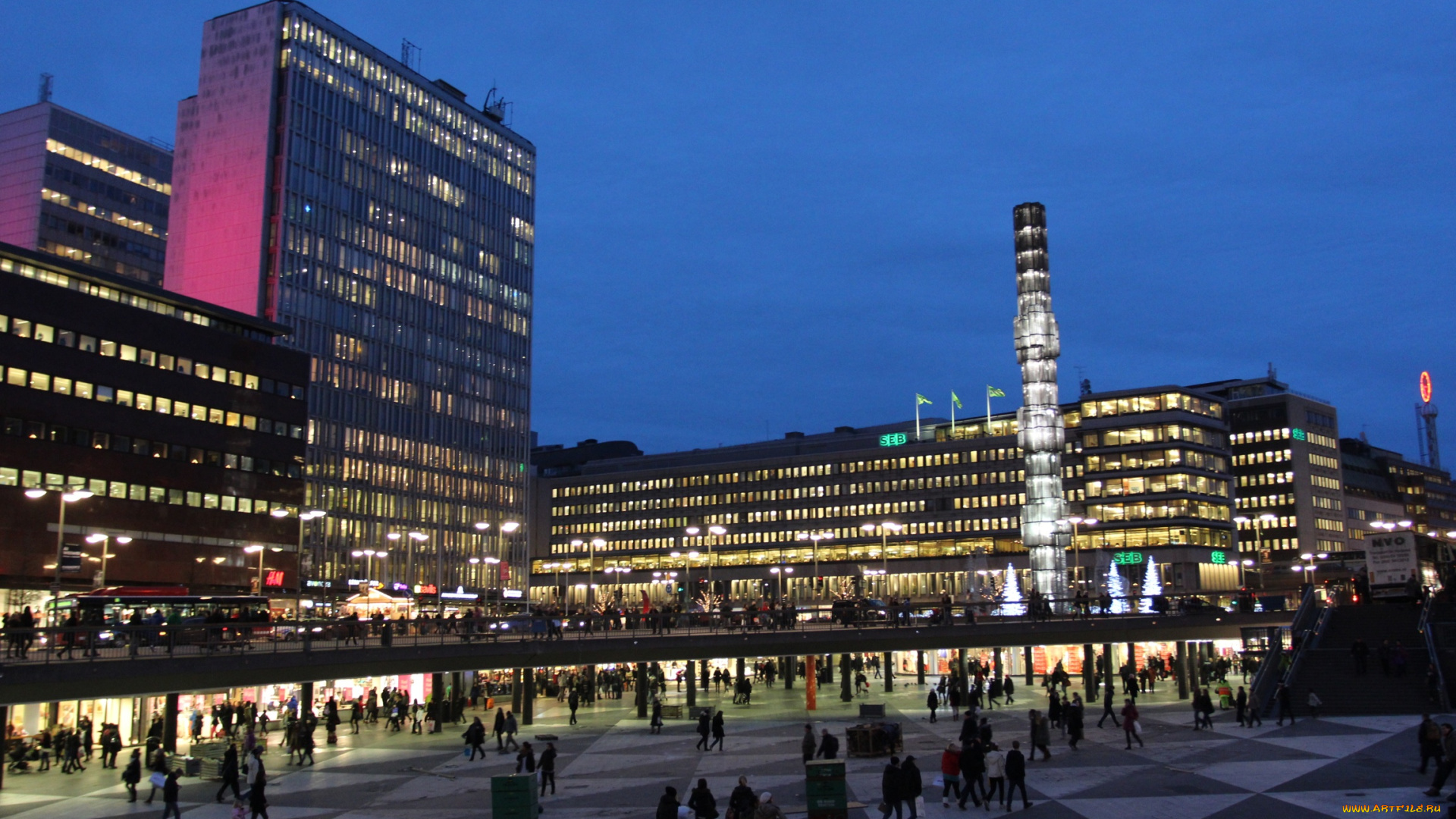 города, стокгольм, швеция, вечер, освещение, здания