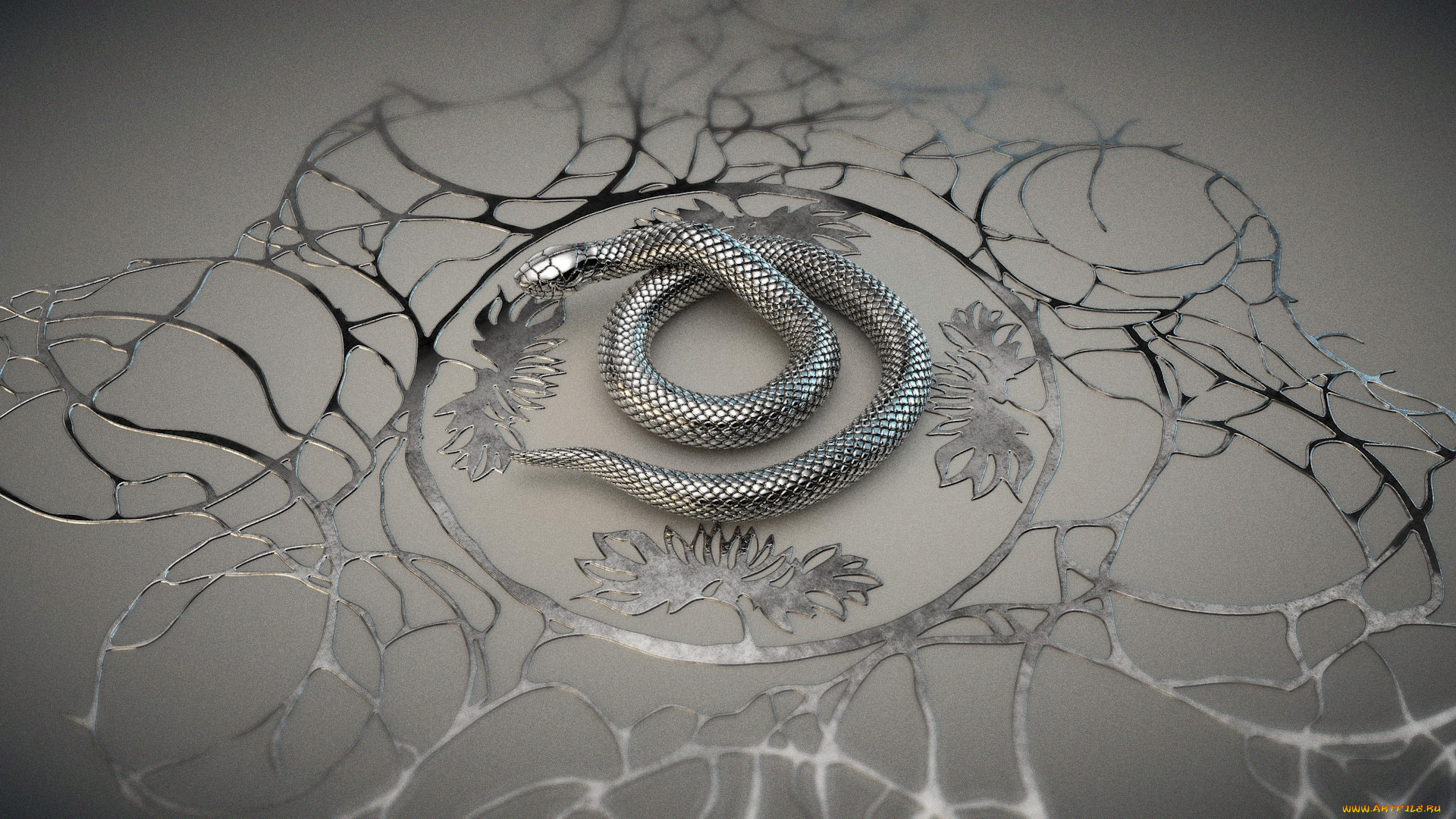 3д, графика, animals, животные, завитки, змея