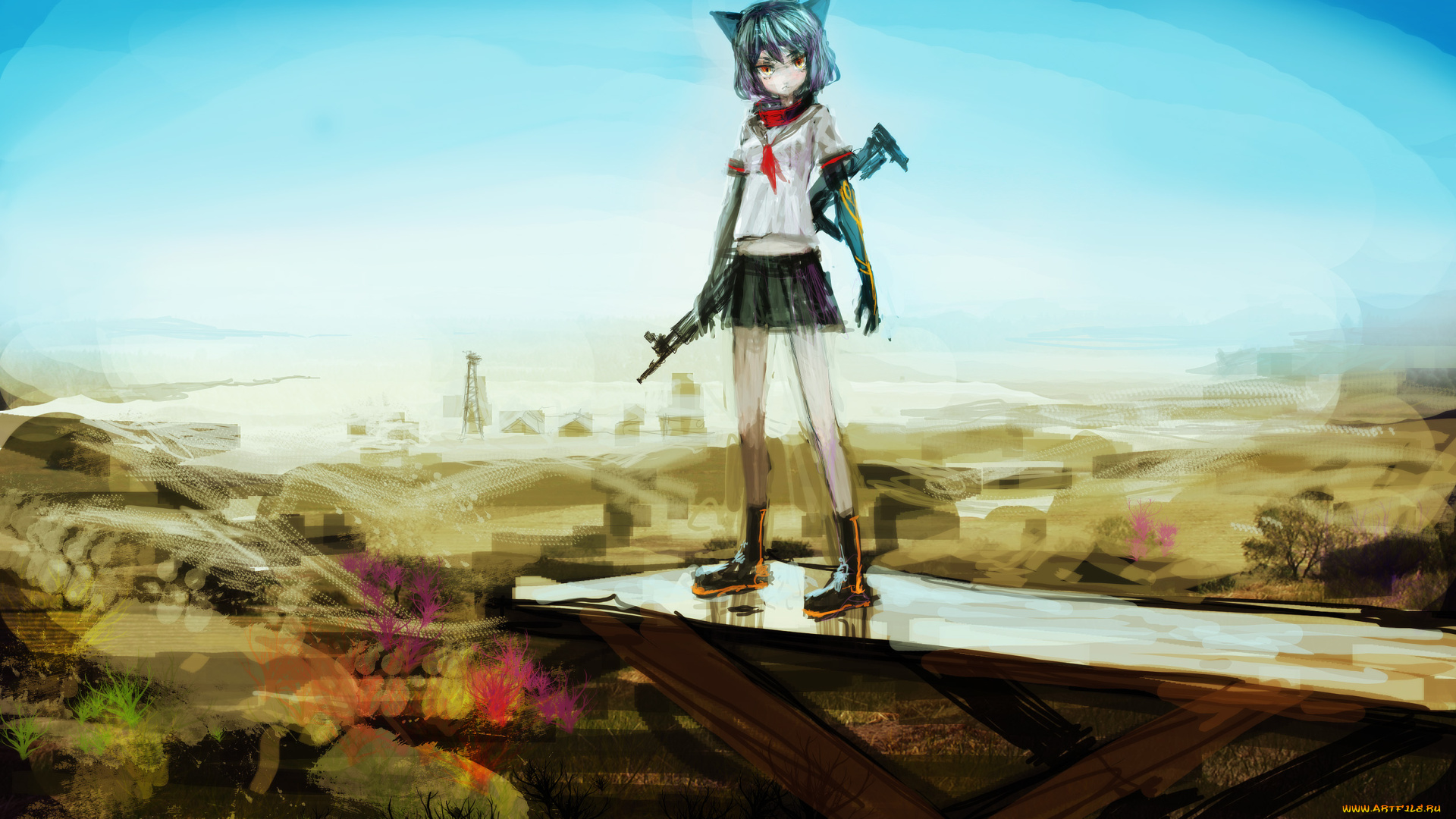 аниме, weapon, blood, technology, оружие