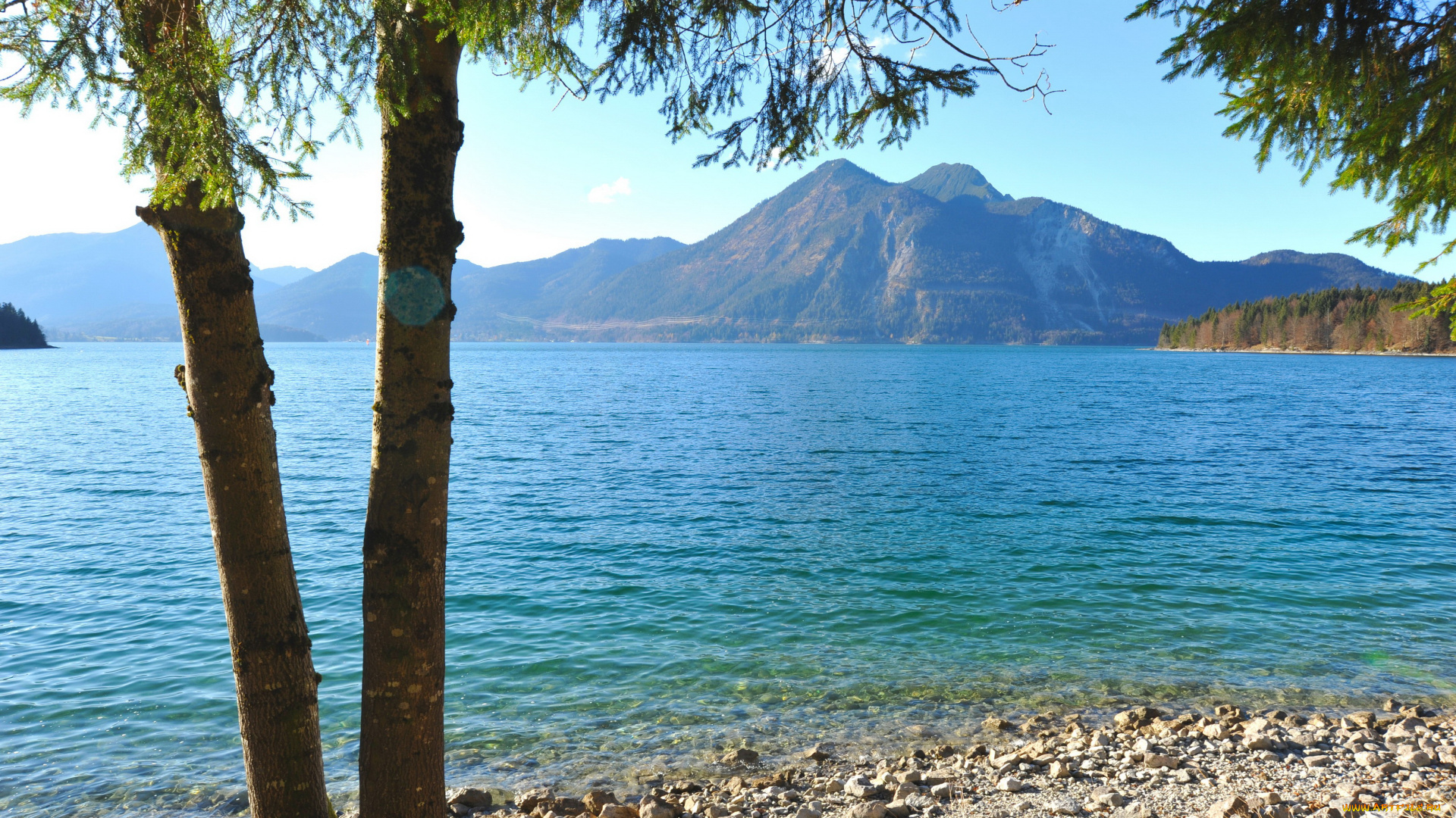 германия, бавария, Яхенау, природа, реки, озера, берег, река