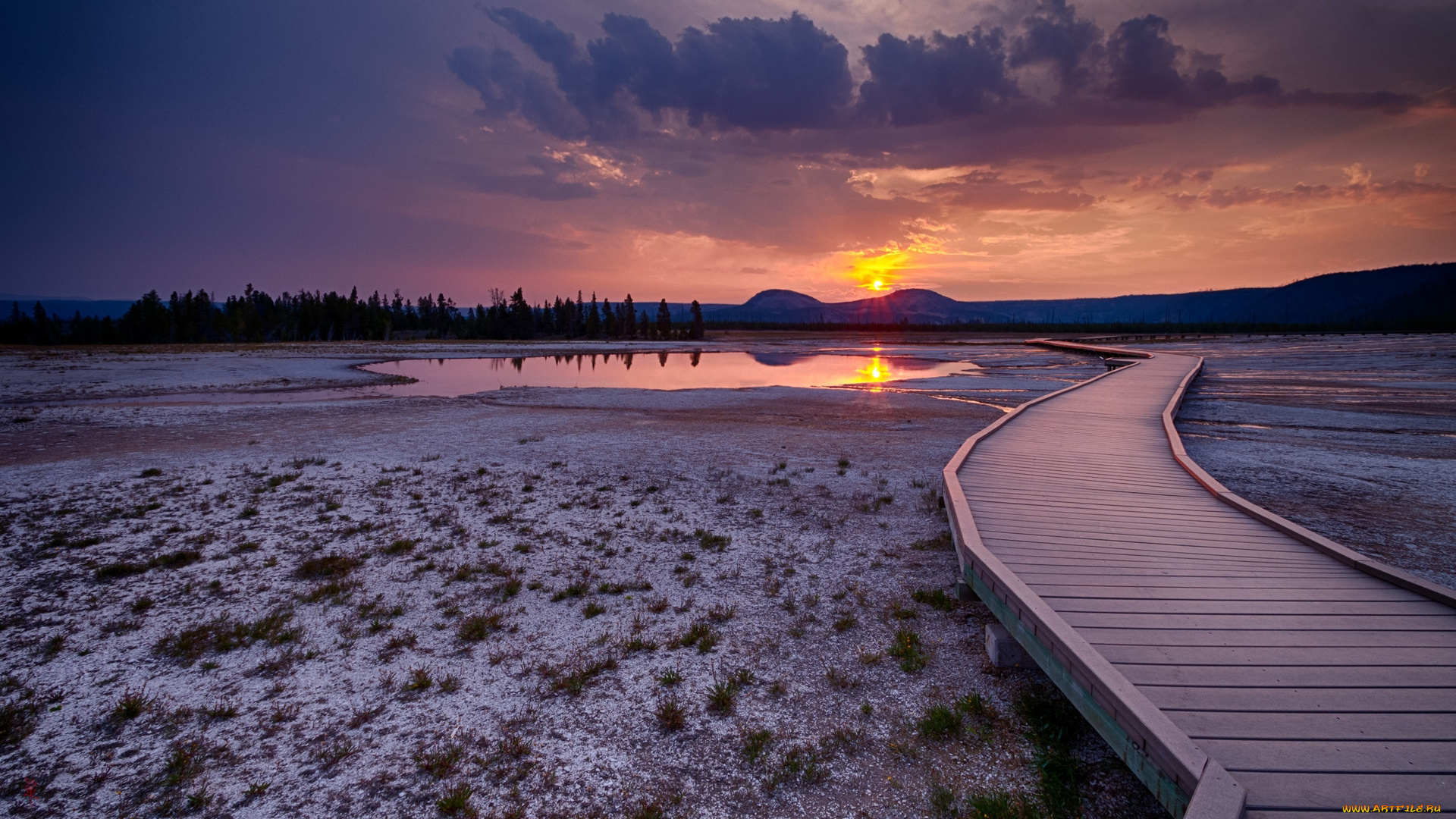 природа, восходы, закаты, поле, вода, помост, лес, солнце, тучи