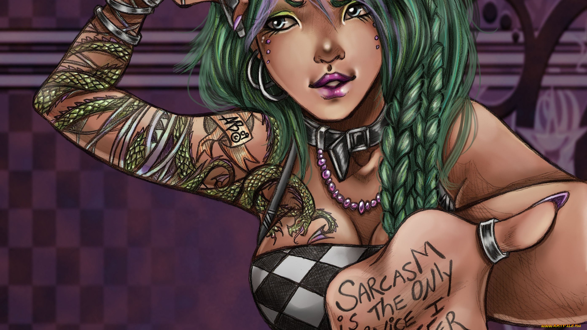 рисованные, люди, harpyqueen, девушка, тату, косички, волосы, ручка, надпись, рука, amberly, berendson