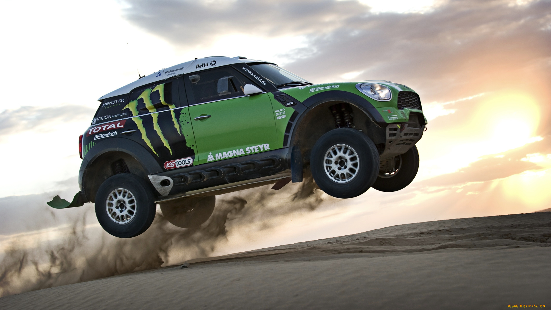 спорт, авторалли, прыжок, авто, пустыня, дакар-париж, ралли