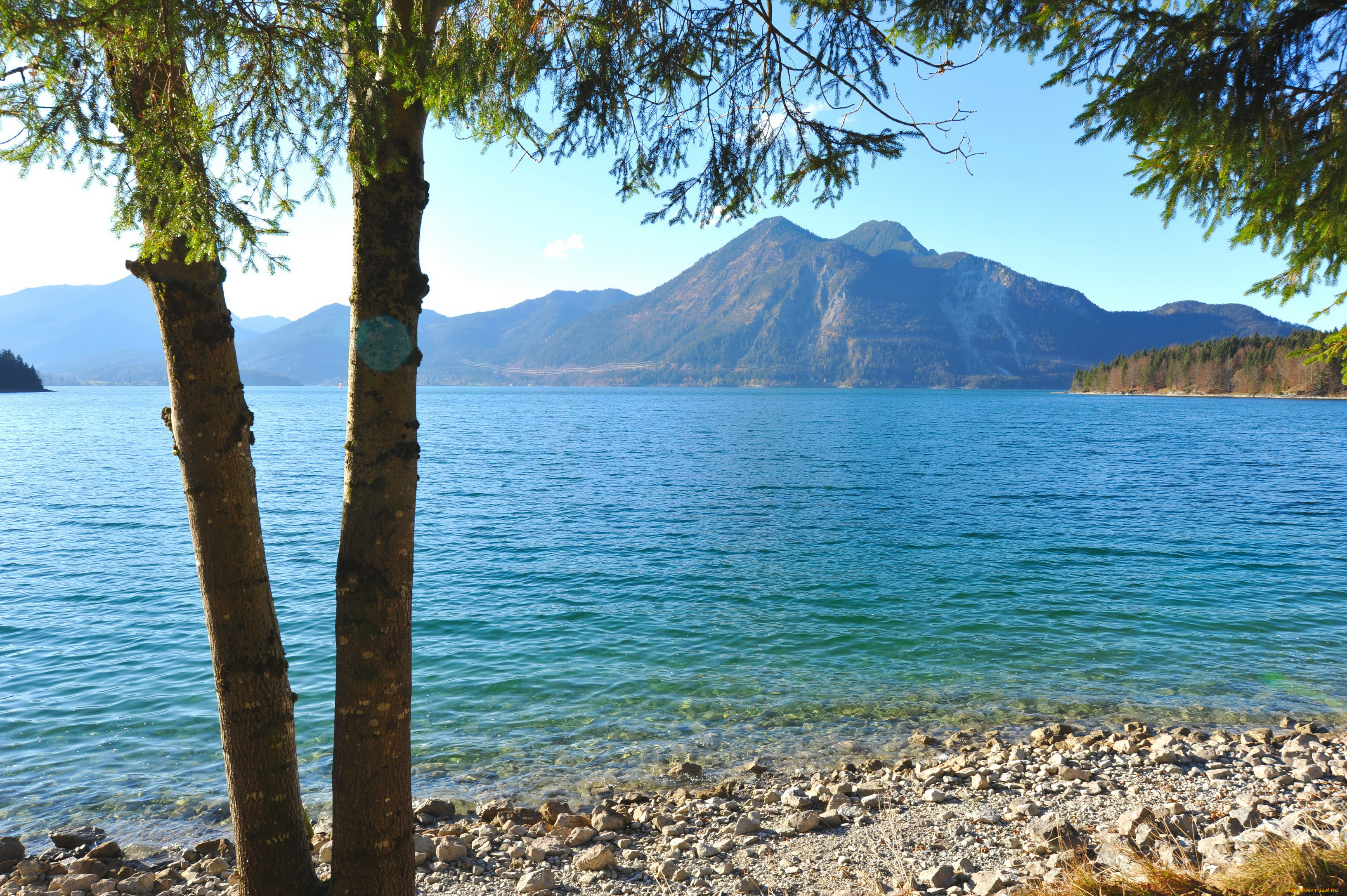 германия, бавария, Яхенау, природа, реки, озера, берег, река