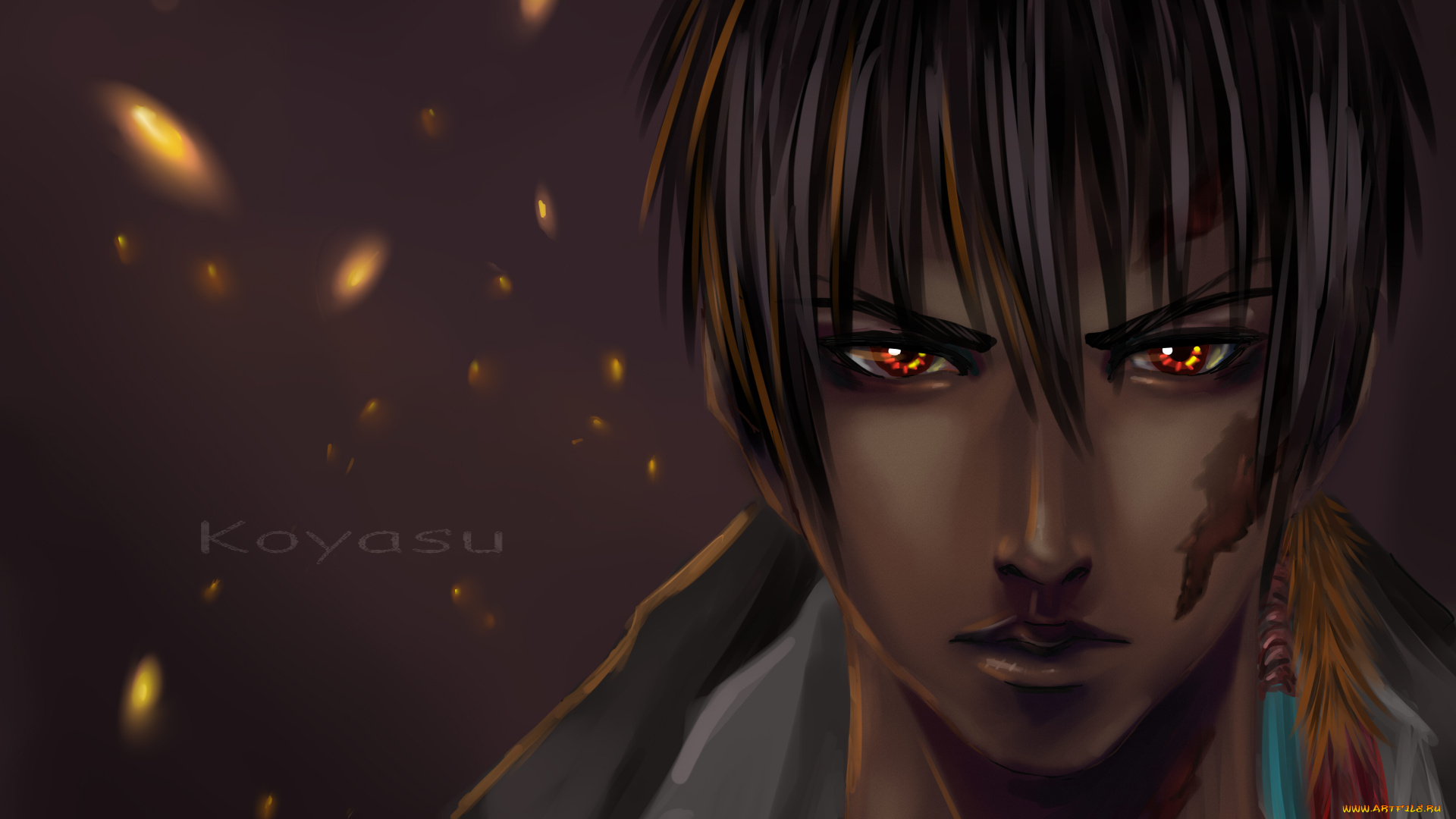 аниме, katekyo, hitman, reborn, реборн, учитель, мафиози, лицо, шрамы, перо, взгляд, босс, занзас, искры, арт, вария