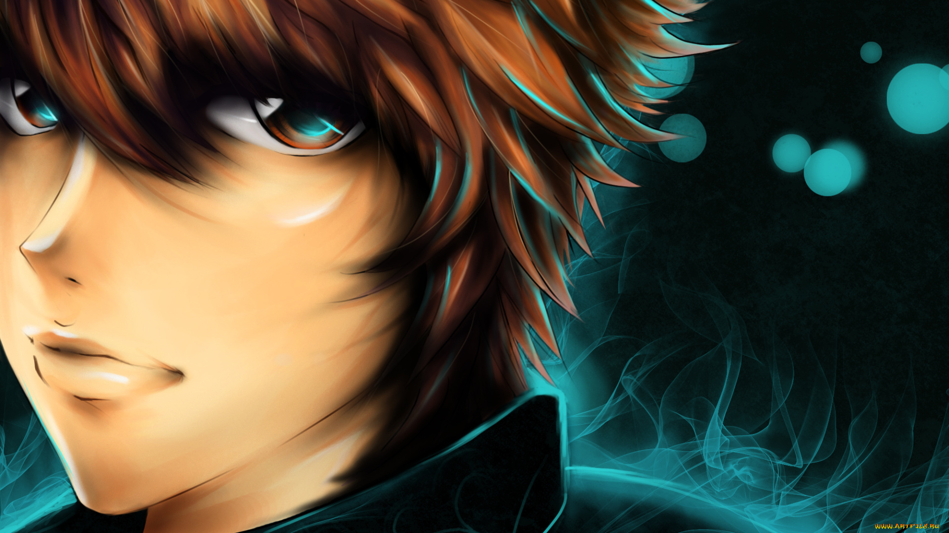 аниме, *unknown, , другое, парень, шатен, лицо, магия, взгляд