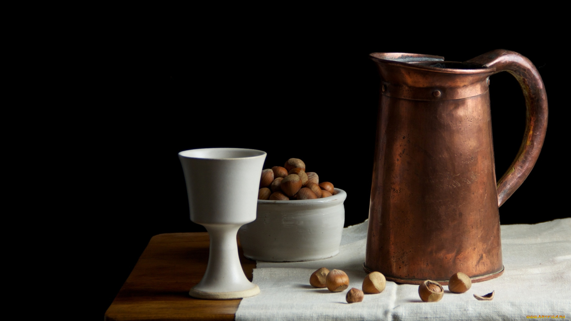 еда, орехи, , каштаны, , какао-бобы, кувшин, стакан, стол, салфетка