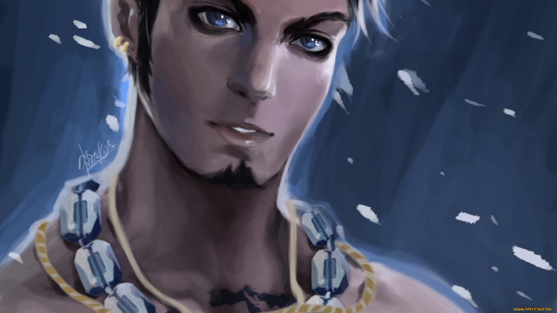 фэнтези, люди, бородка, парень, лицо, взгляд, серьги, украшения