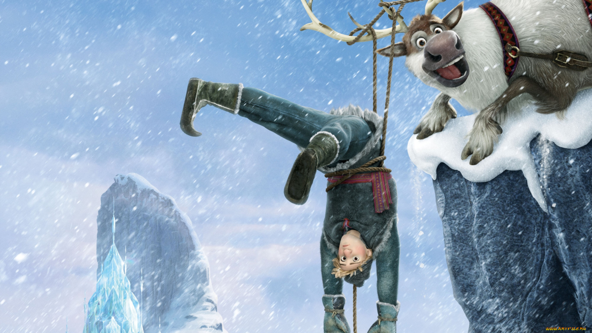 frozen, мультфильмы, холодное, сердце, ледяной, замок, уолт, дисней, анимация, эрендель, королевство, снег, снежинки, лёд, кристофф, свен, олень, ганс