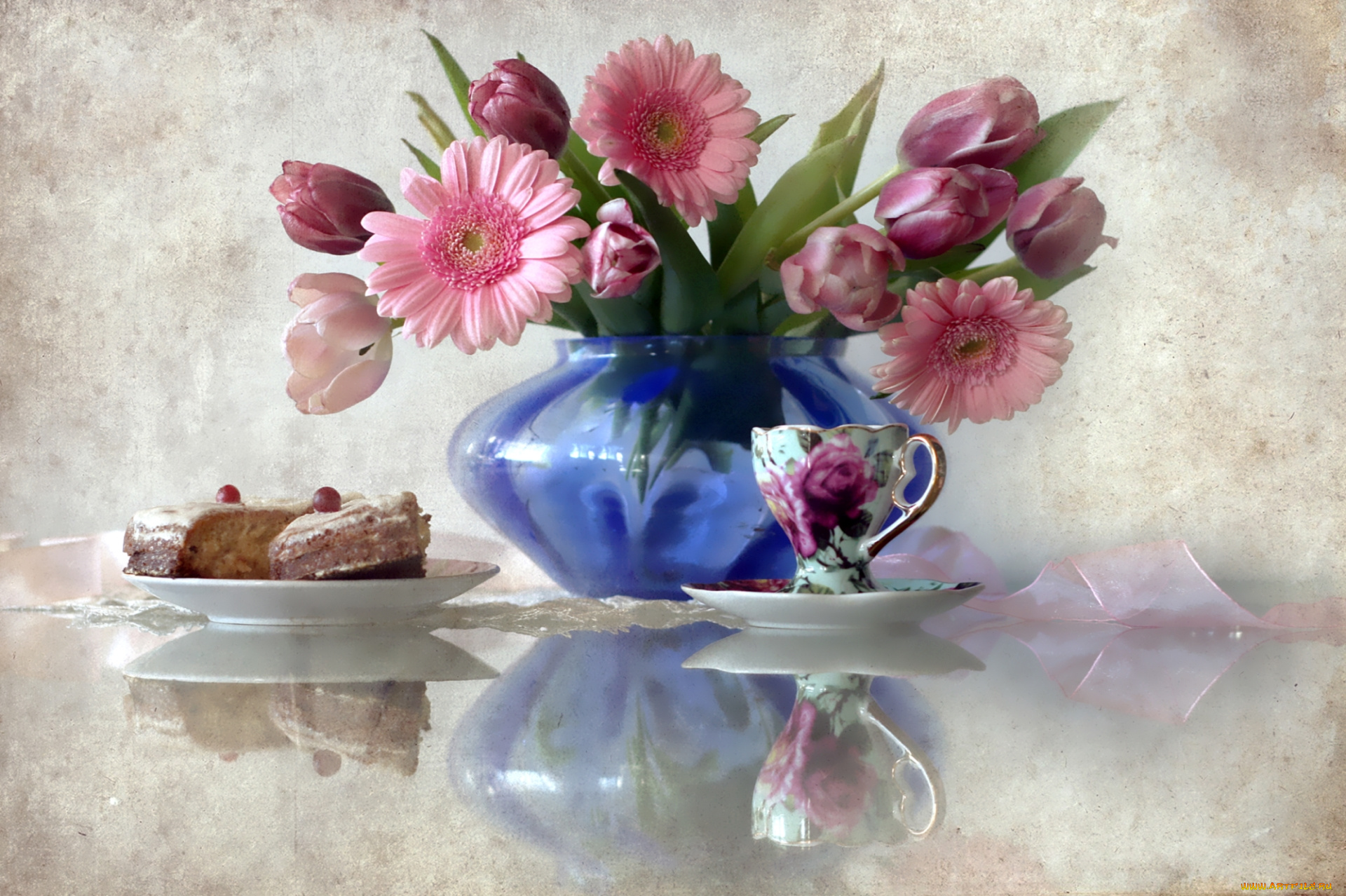 еда, натюрморт, букет, чашка, пирожное