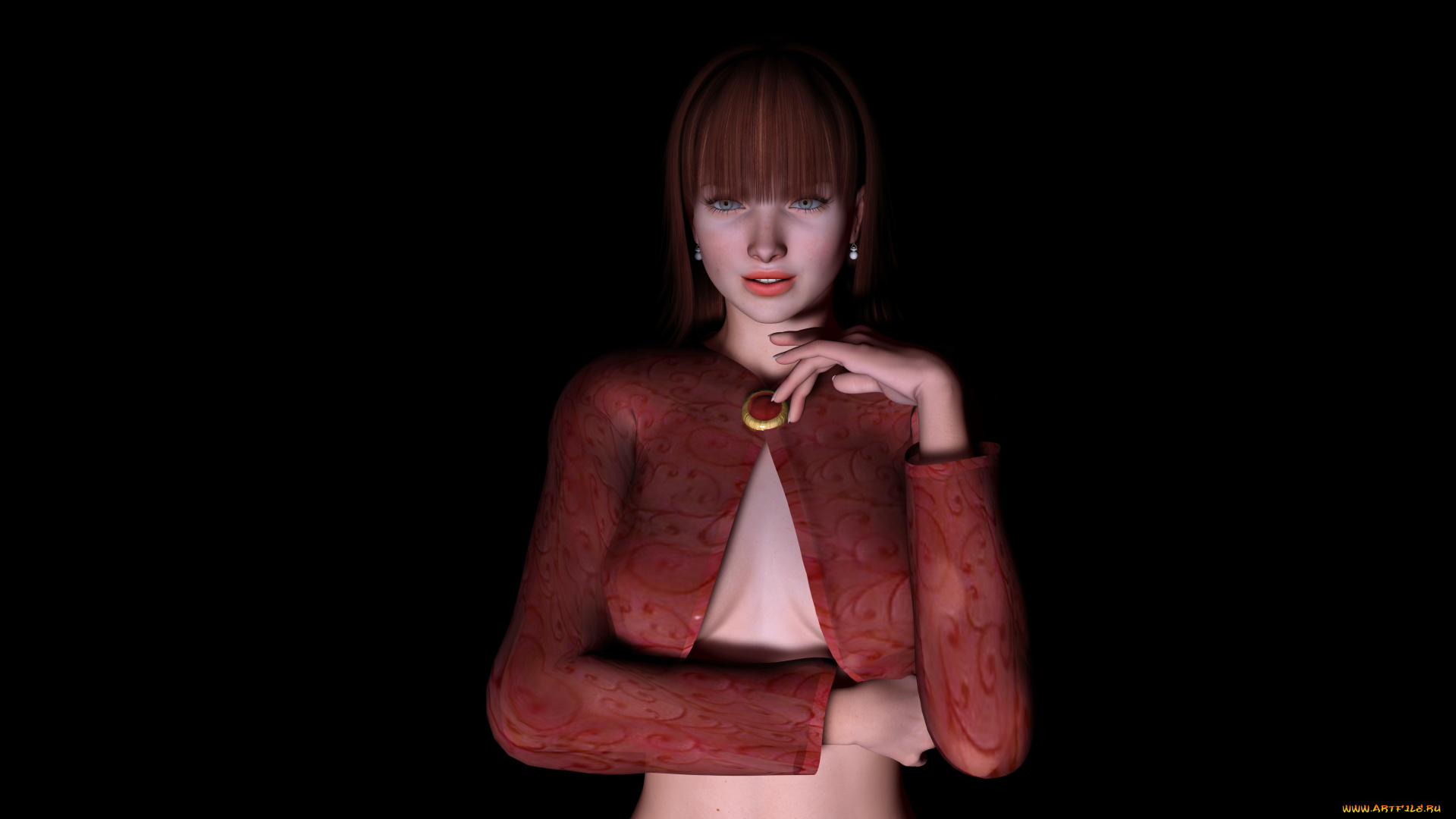 3д, графика, люди, , people, девушка, взгляд, фон, рыжая