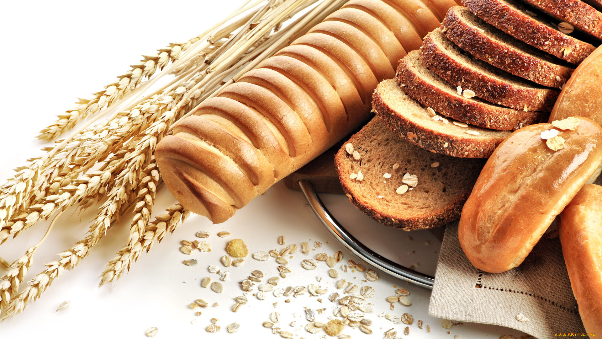 еда, хлеб, , выпечка, ломтики, колос