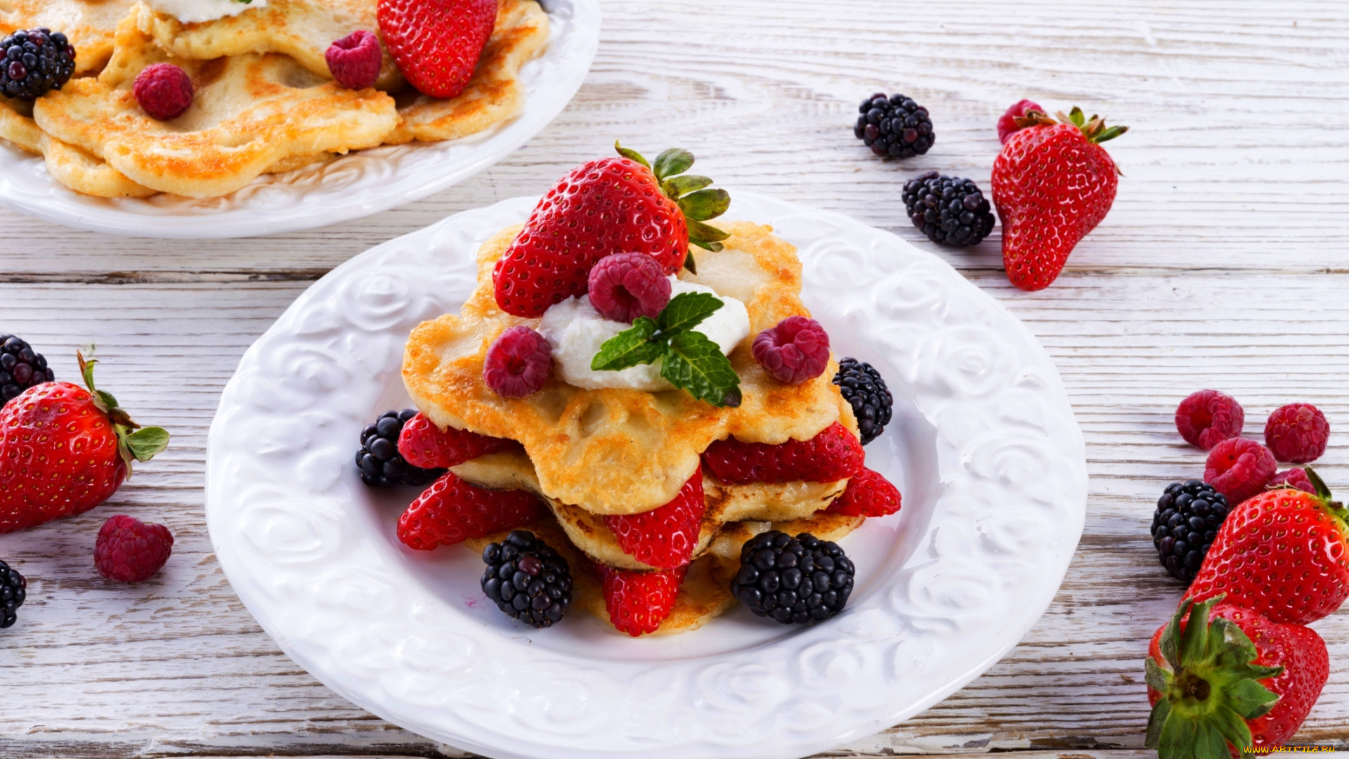 еда, мороженое, , десерты, ежевика, клубника, малина