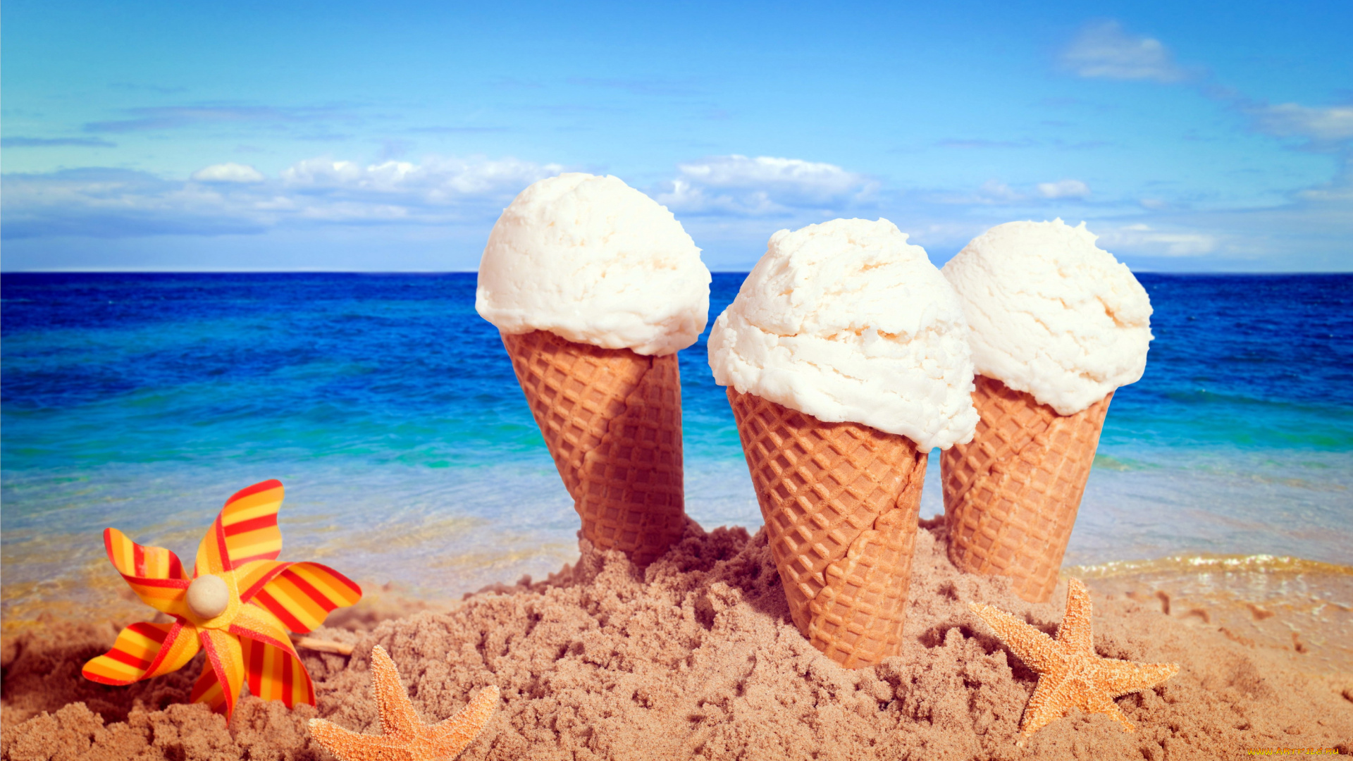 еда, мороженое, , десерты, песок, вафельный, пляж, рожок