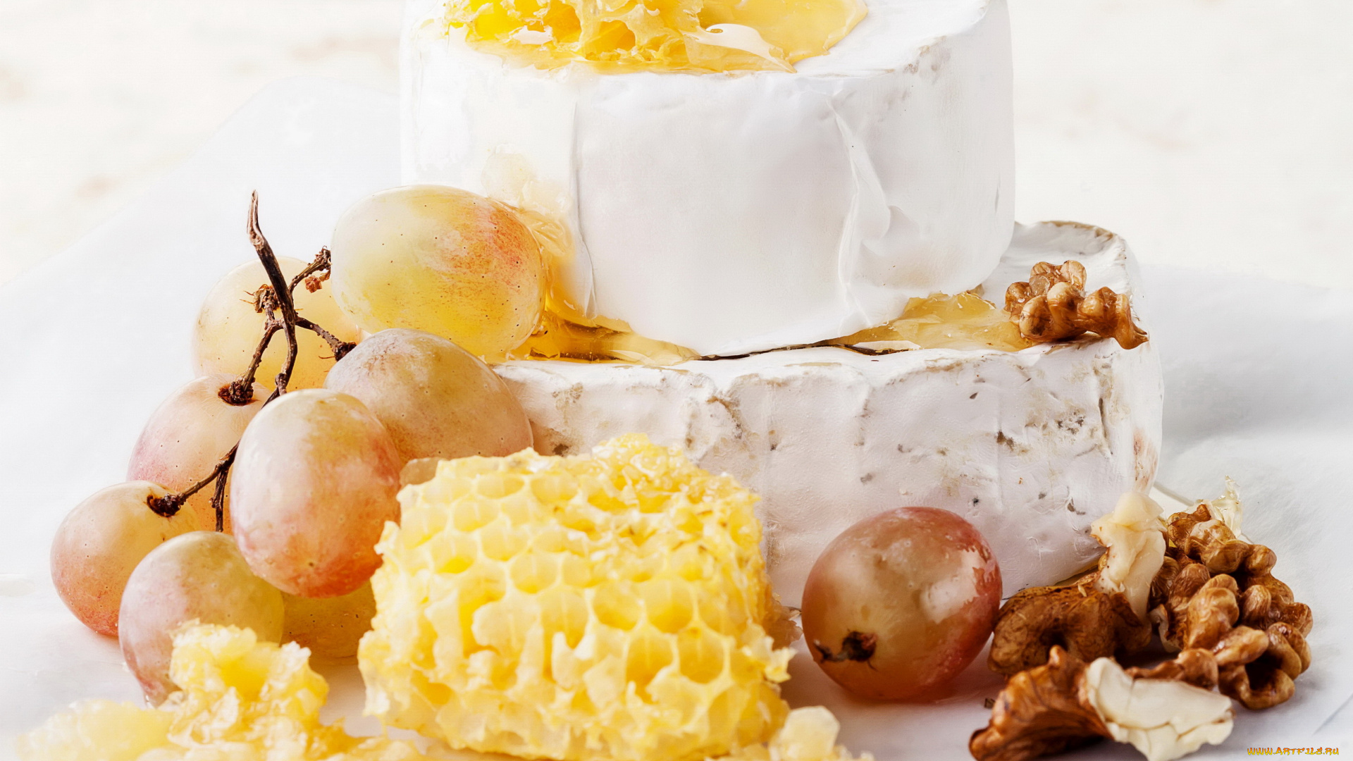 еда, сырные, изделия, орехи, виноград, сыр