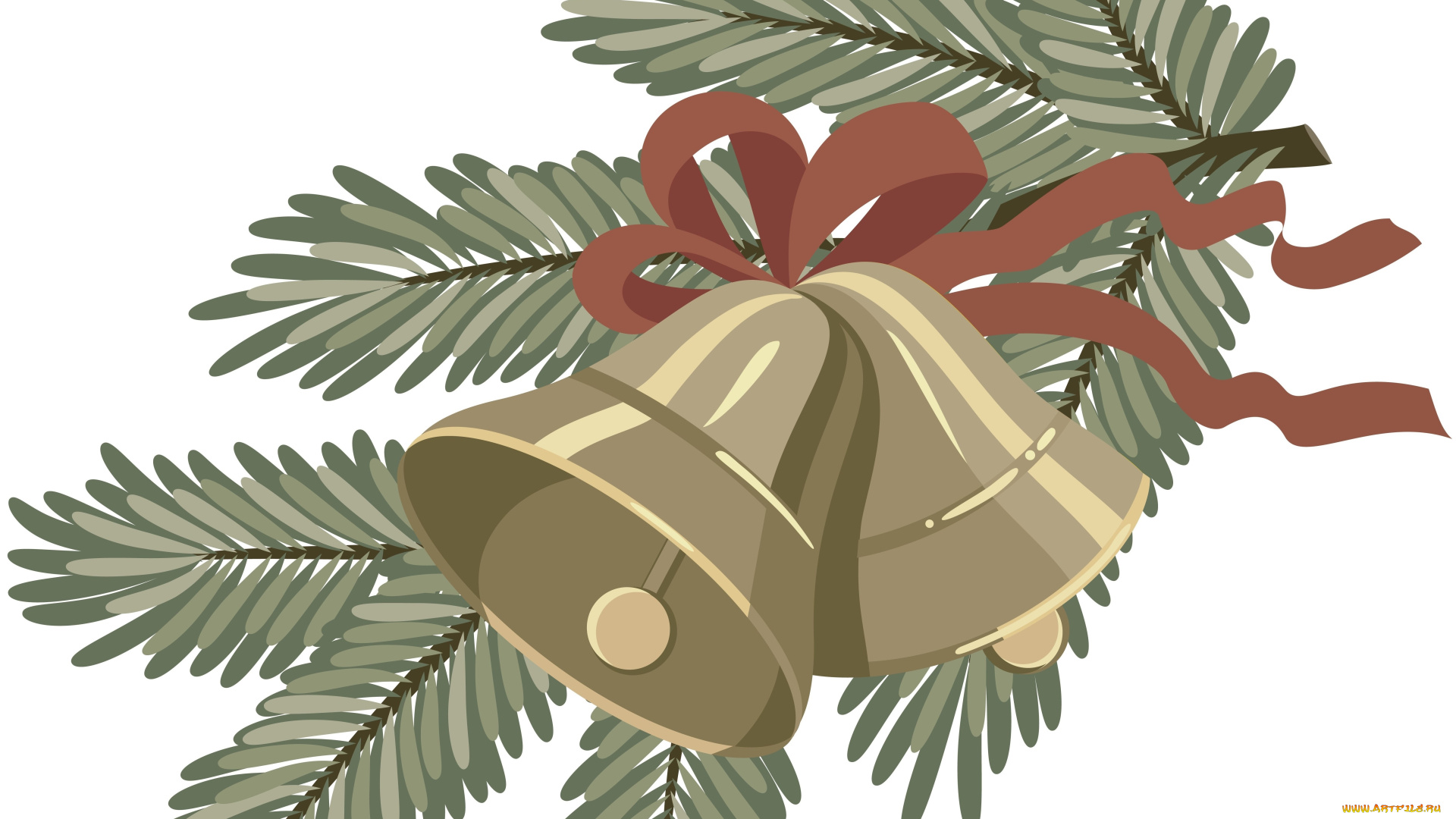 праздничные, векторная, графика, , новый, год, ветки, колокольчики