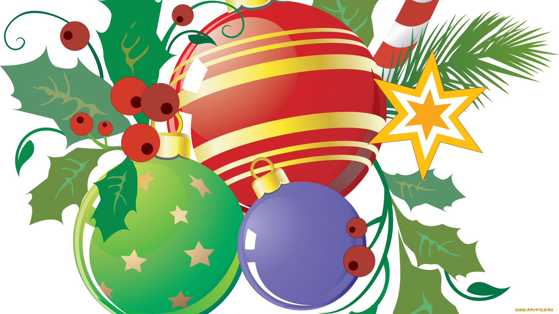 праздничные, векторная, графика, , новый, год, конфета, листья, фон, шары