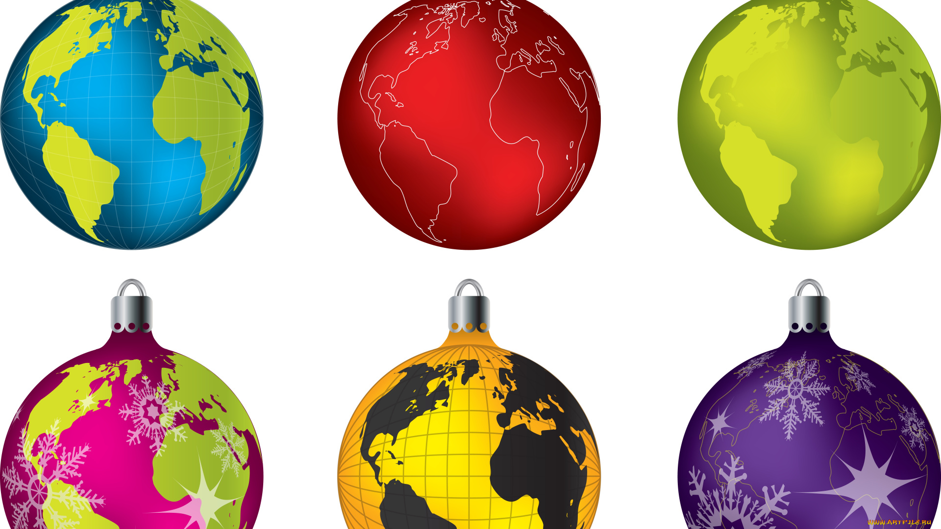 праздничные, векторная, графика, , новый, год, шары