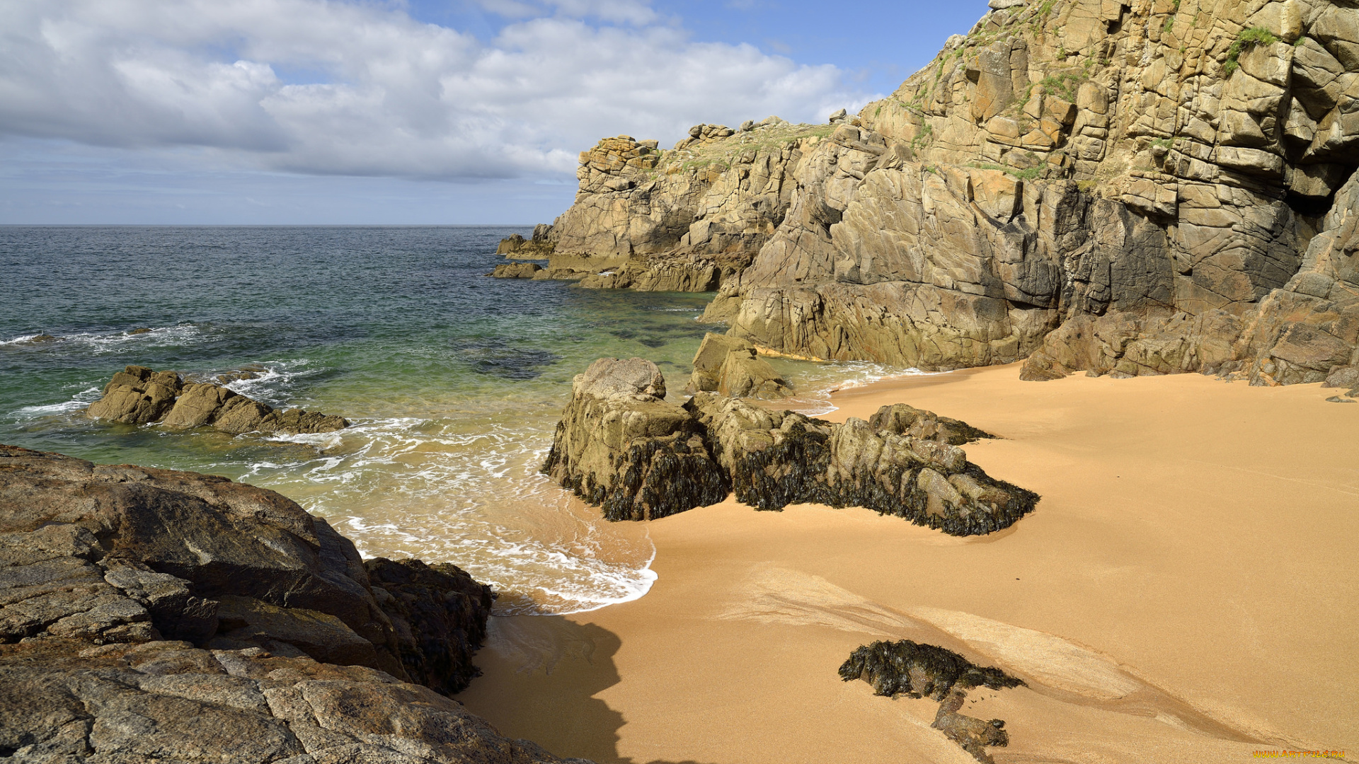 природа, побережье, океан, пляж, скалы